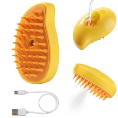 Pet Steam Brush 3-in-1 – Cat & Dog Grooming Brush with Spray – Hair Remover & Deshedding Comb – Silicone Massage Cleaner for Pets
