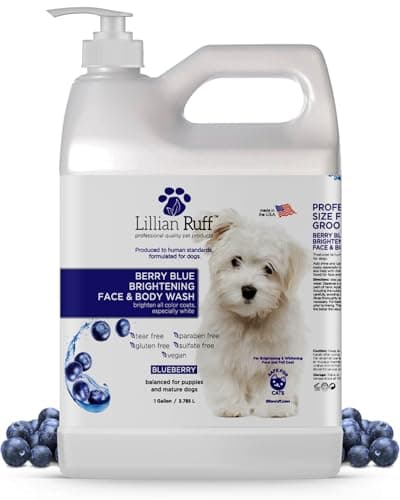 Lillian Ruff PRO Formula Berry Blue Brightening Pet Shampoo - Ultra-Hydrating Professional Whitening Dog Shampoo, Vivid Show-Quality Coat Enhancer, Tear Stain & Odor Eliminator, Vitamin B5, 128oz+Pump - image 8