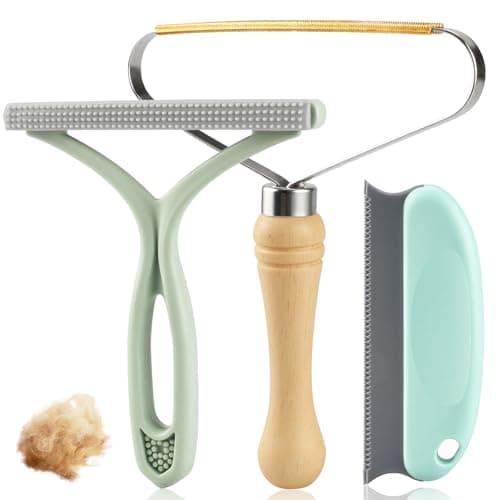 Pet Hair Removal Tool 3 Pack Dog Cat Hair Remover Carpet Scraper Rake Fur Removal Brush Lint Remover Shaver for Car Furniture Couch Green - image 8