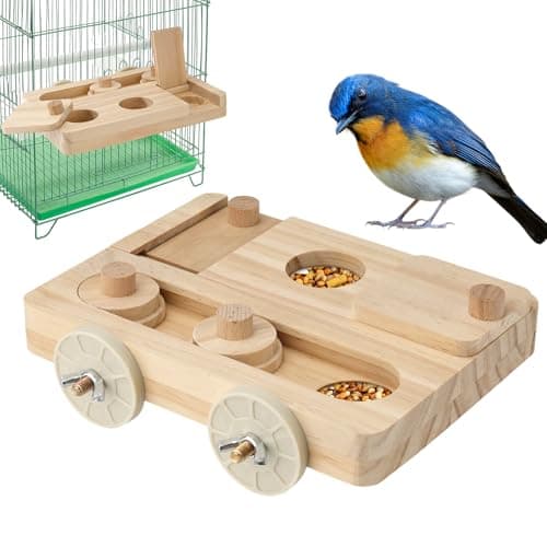 Wooden Bird Foraging Puzzle Toys for Small Parrots, Foraging Toys for Birds, Interactive Mental Enrichment and Seed Feeder Toy for Budgies, Parrotlets, Cage Foraging Training Toy (7.2" x 5.4" x 1.3") - image 8