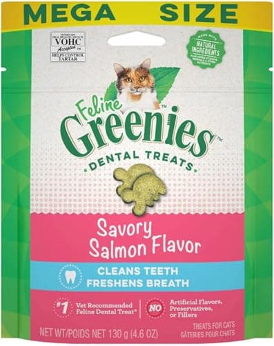 Greenies Cat Treats, Feline Veterinarian-Recommended Adult Natural Dental Cat Treats, Savory Salmon Flavor, 4.6 oz. Pouch - image 2