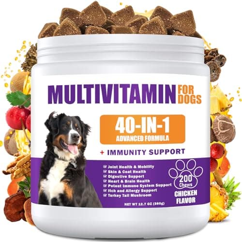 40 in 1 Dog Vitamins and Supplements 200Ct Dog Multivitamin Chewable, Immunity Support Multivitamin Vitamins with Turkey Tail Mushroom, Skin & Coat, Mobility, Gut & Heart Health, Hip & Joint Support - image 8