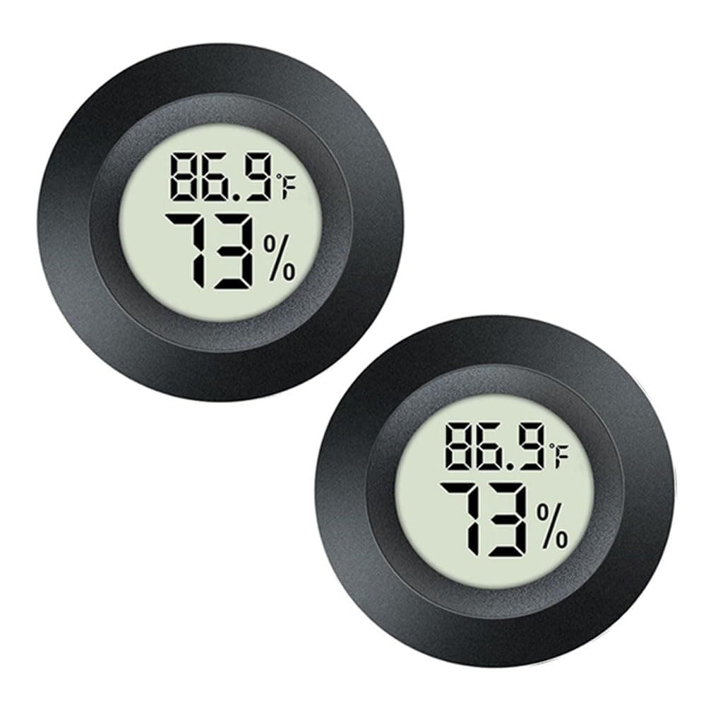 2 Pack Hygrometer Thermometer Digital Humidity Meter Indoor/Outdoor Humidity Monitor Reptile Thermo-Hygrometer for Greenhouse Humidors Terrarium Jars, Fahrenheit (℉) /Celsius(℃) (2)