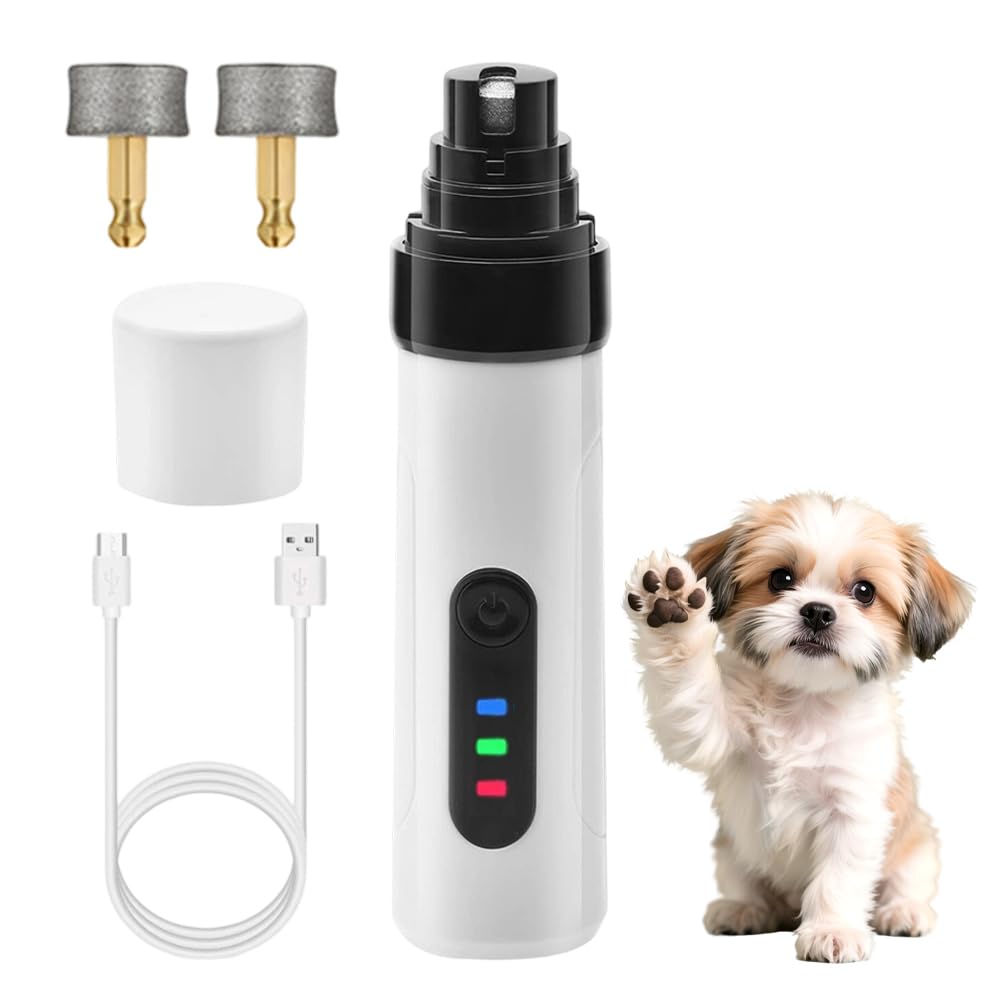 Dog Nail Grinder, 2026 New Silent Pet Nail Grinder, Electric Dog Nail Trimmers with 2 Speed, Quiet Pet Nail Trimmer for Small Medium Large Cats Dogs (Standard + 2 Grinding Head)