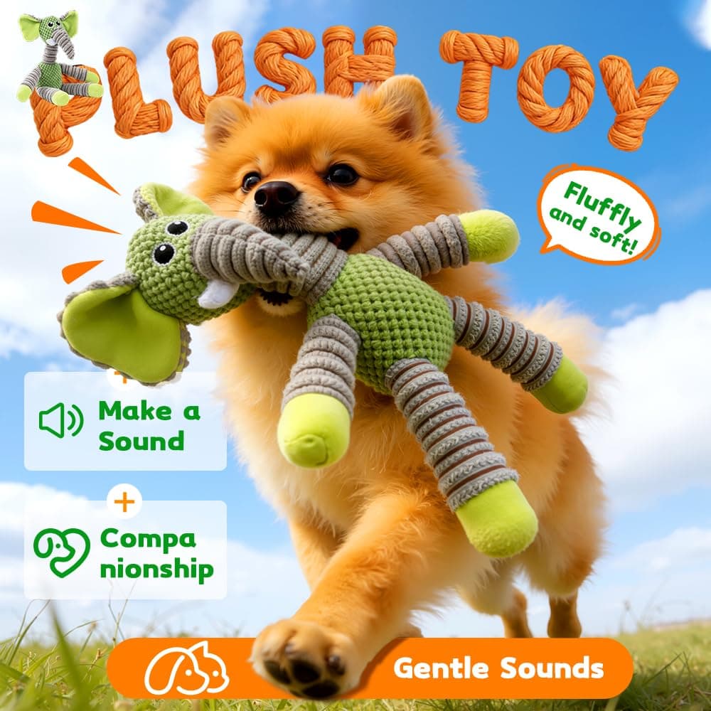 Indestructible Dog Toys for Aggressive Chewers, Durable Squeaky Plush Toys for Large Medium Small Dogs, Tough Chew Toys with Interactive Sounds for Puppy Anxiety Relief (Cartoon Brown Bear) - image 2