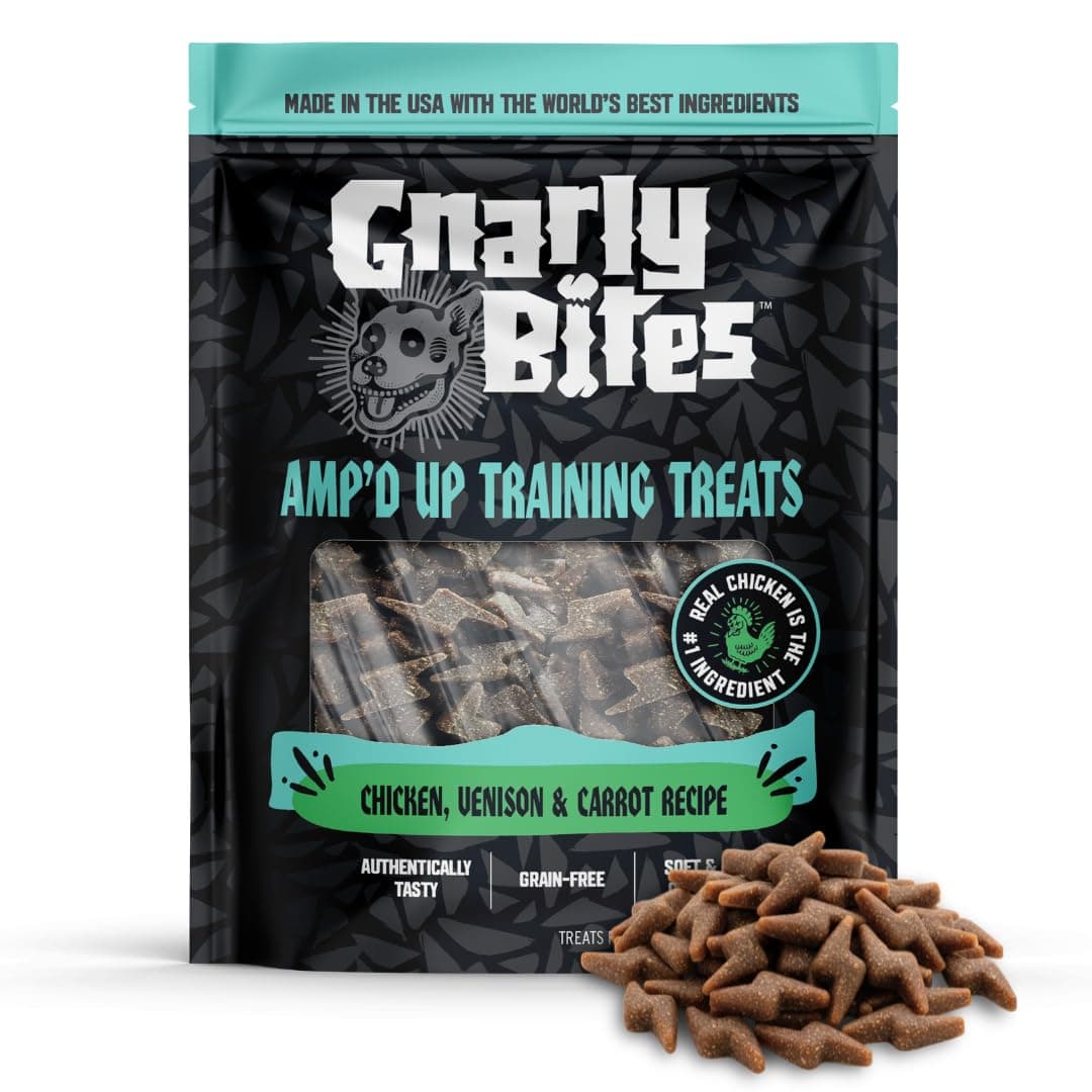 Amp’d Up Dog Training Treats, Soft and Chewy Healthy Snack for Puppies and Adult Dogs, Made with Real Chicken, Venison and Carrots, Grain Free, 14 oz