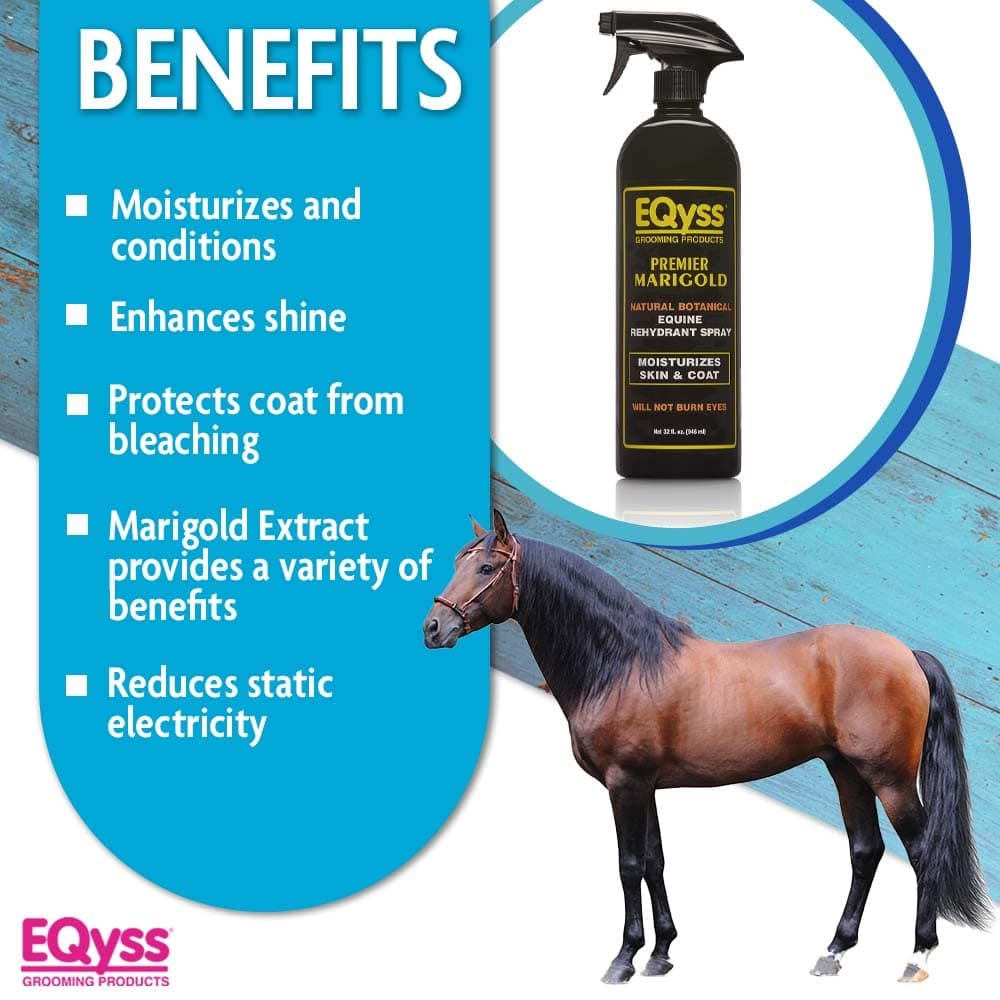 EQyss Premier Marigold Equine Coat Conditioning Spray - Moisturize Horse's Skin & Coat, Add Shine, Detangle, Repel Dirt & Dust, Silicone-Free (32 oz) - image 3