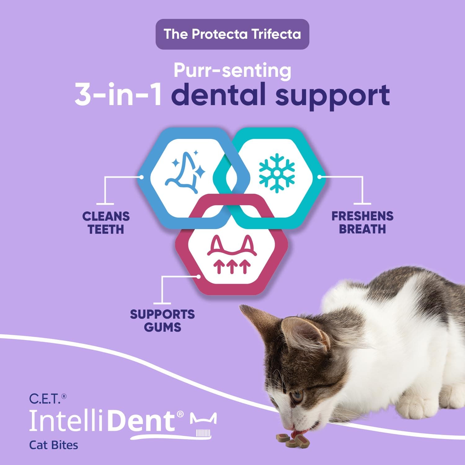 Virbac C.E.T.® INTELLIDENT® Cat Bites for Dental Care | Healthy Teeth and Gums | Fresh Breath, Chicken Flavor - image 5