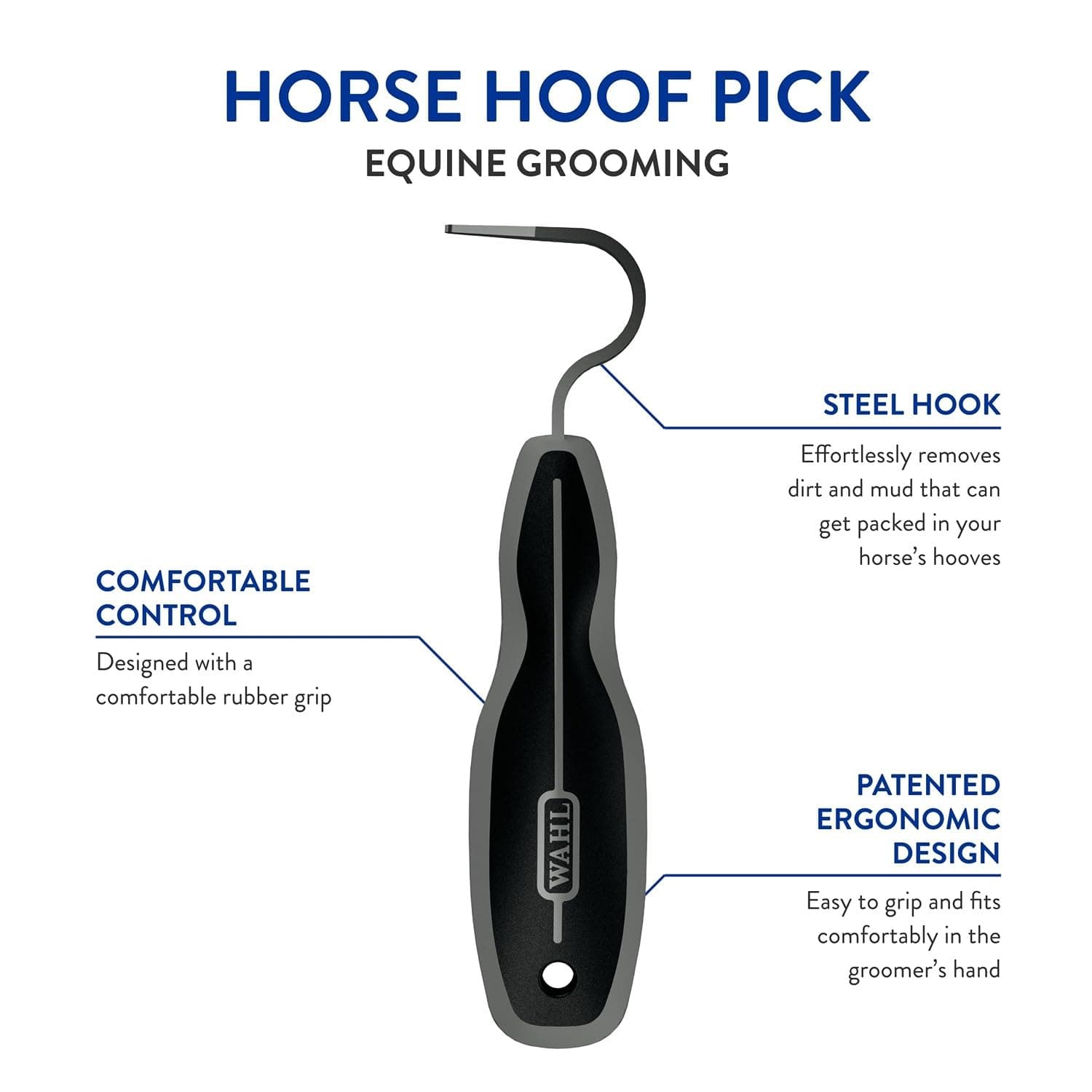 WAHL Professional Animal Equine Grooming Horse Hoof Pick (#858710) - Horse Hoof Pick for Grooming - Ergonomic, Comfort Rubber Handle - Horse Cleaning Tool - Black - image 2