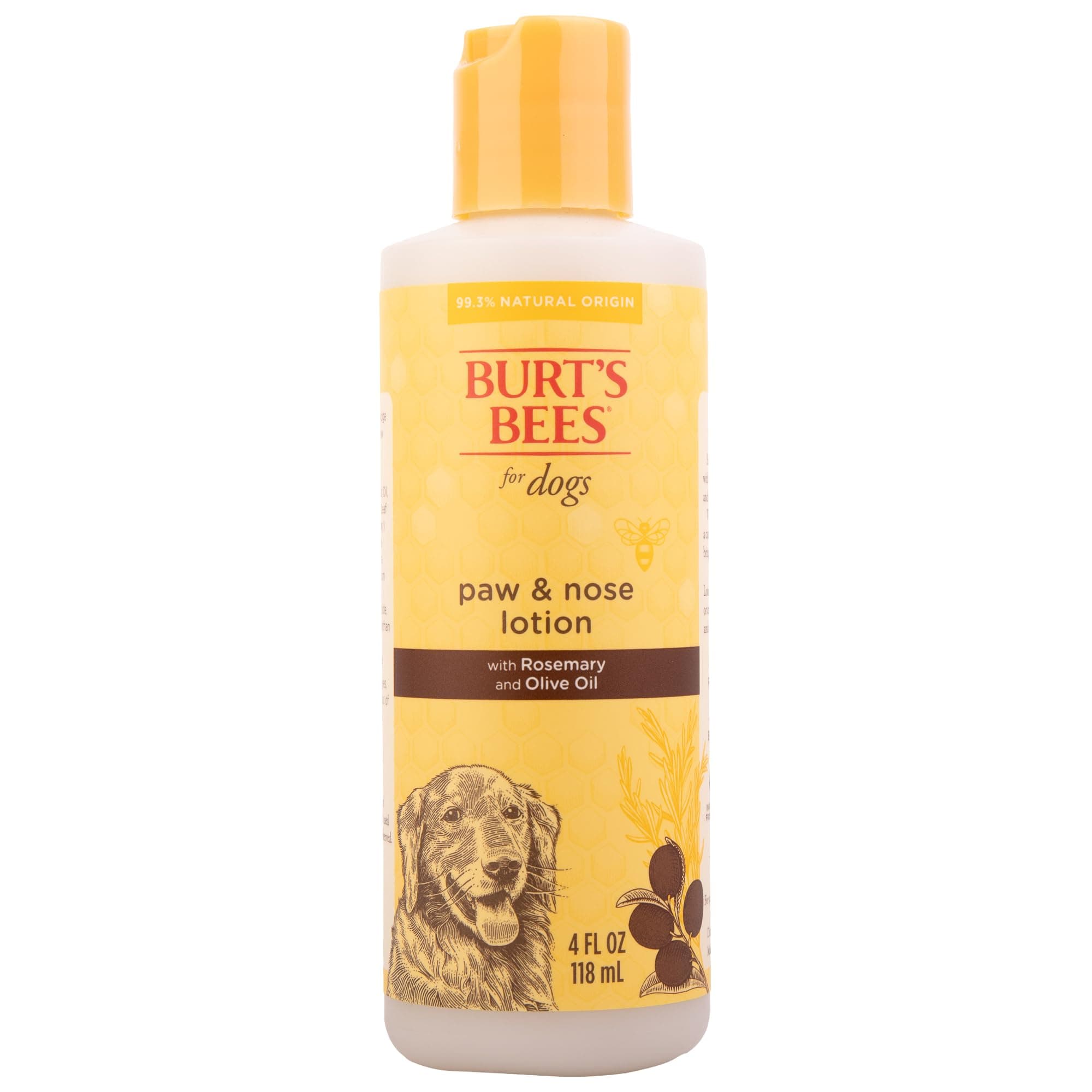 Burt's Bees for Pets Dog Lotion for Paw and Nose with Rosemary and Olive Oil - Soothing Dog Paw Balm Moisturizer for Cracked Pads & Dry Skin, Snout Soother for Dogs, Nose Butter for Dogs, 4 Fl Oz