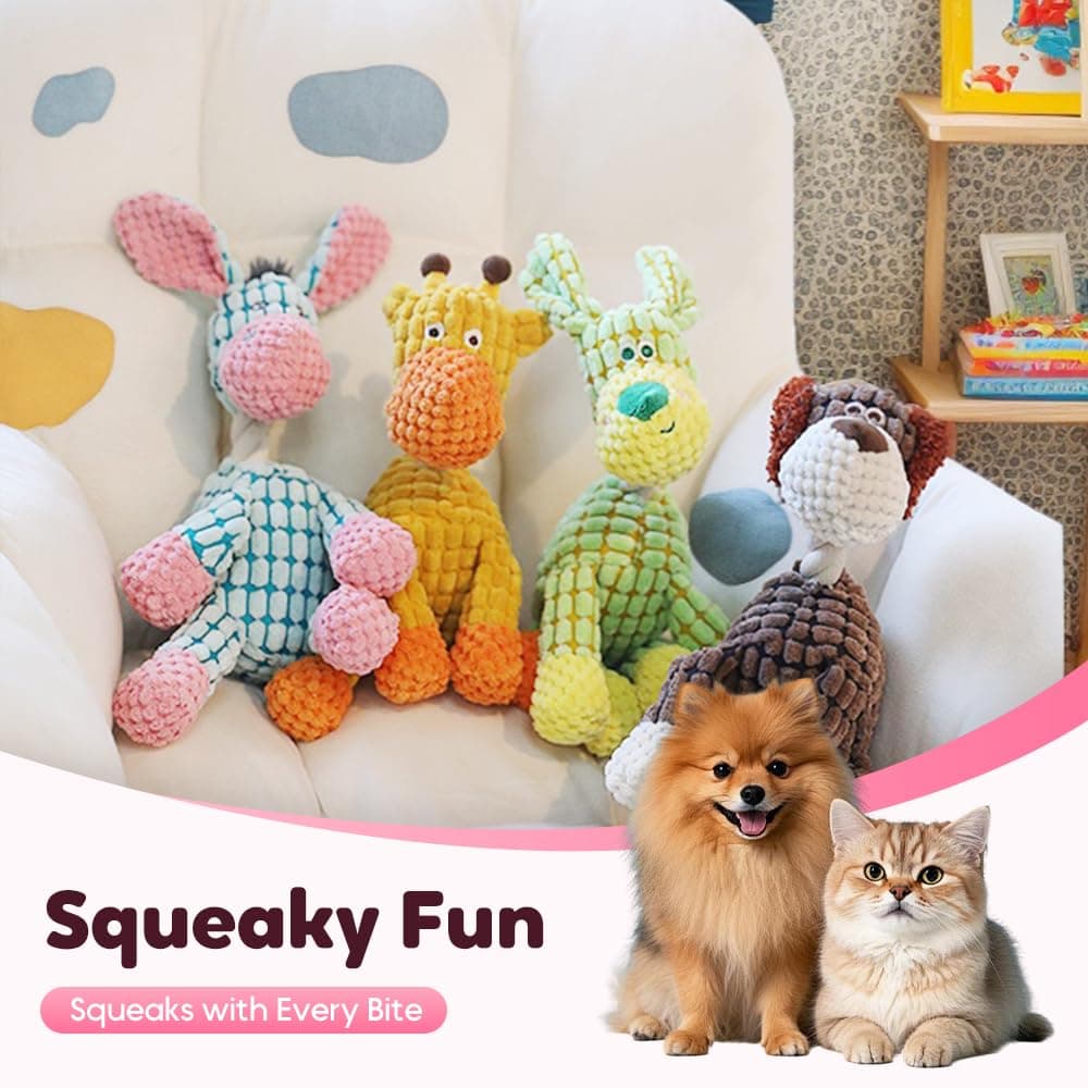 2026 New Dog Toys, Indestructible Plush Dog Toy for Aggressive Chewers, Interactive Squeaky Soft Puppy Chew Toy, Durable Teething Toys for Small Medium Large Dogs (Blue) - image 4