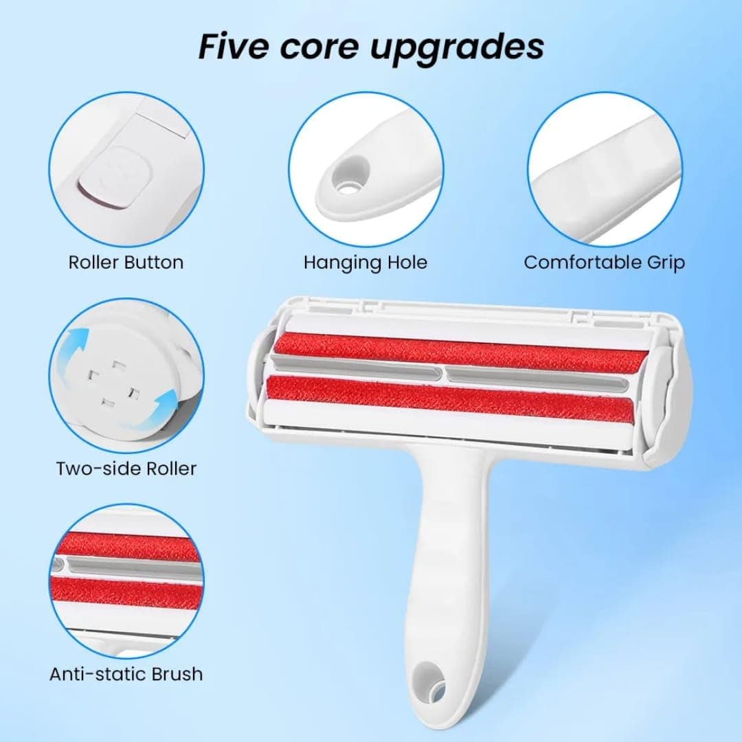 Pet Hair Remover – Reusable Lint Roller for Cat & Dog Hair on Furniture, Couch, Carpet, Car, Rugs & Bedding – Portable, Eco-Friendly, upgraded Handle (White) - image 3