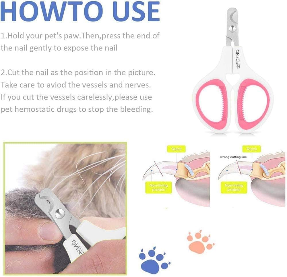 OneCut Pet Nail Clippers, Update Version Cat & Kitten Claw Nail Clippers for Trimming, Professional Pet Nail Clippers Best for a Cat, Puppy,Rabbit, Kitten & Small Dog,Sharp & Safe (Pink) - image 2