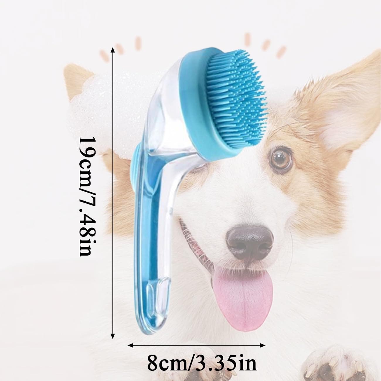 Dog Bath Brush, 2 in 1 Pet Bath Brush Soft Dog Scrubber for Bath with Built-in Shampoo Dispenser for Long Short Haired Dogs Cats Shower - image 6