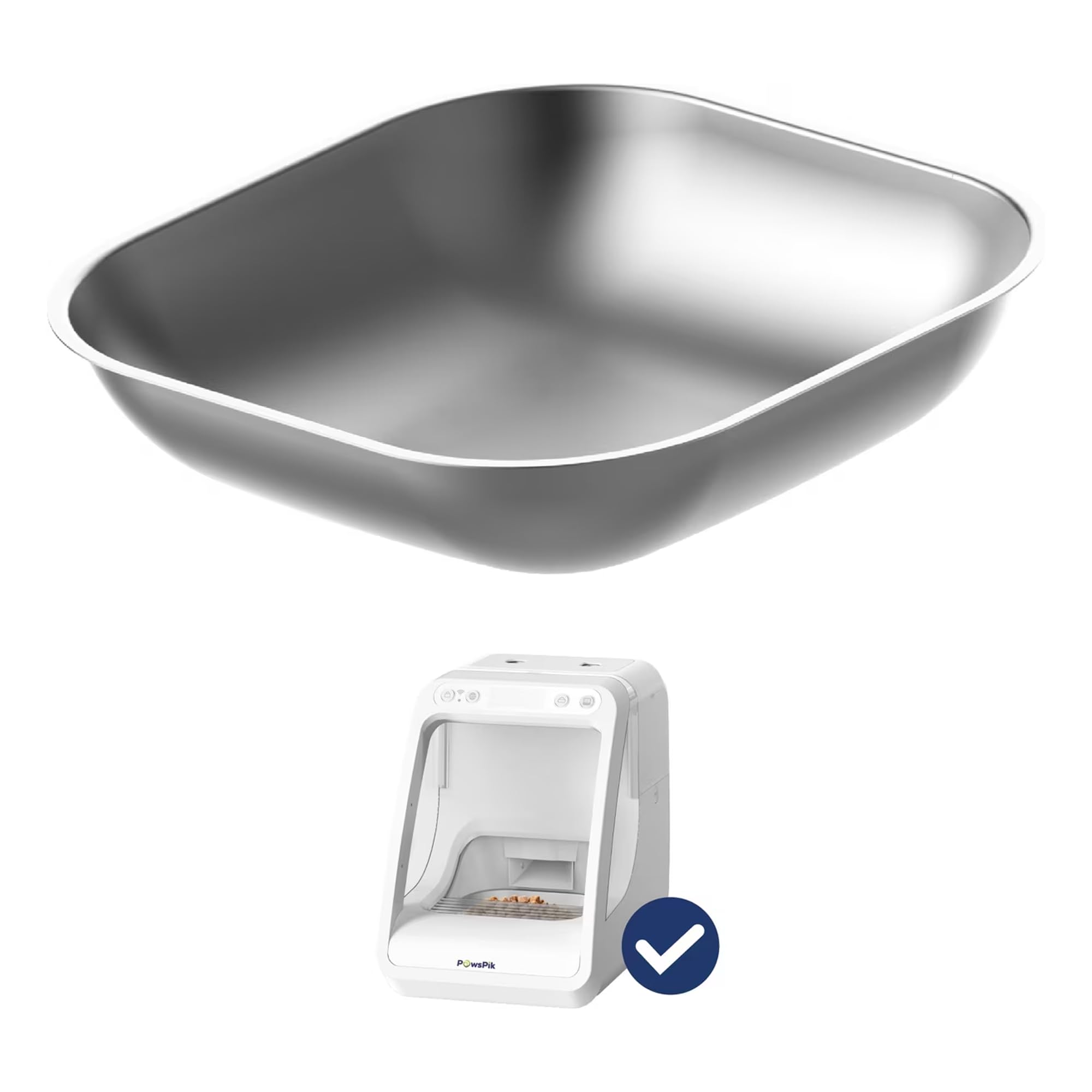 PawsPik Automatic Microchip RFID Replacement Stainless Steel Cat Feeder Bowl, Silver, Small, 2 Cup