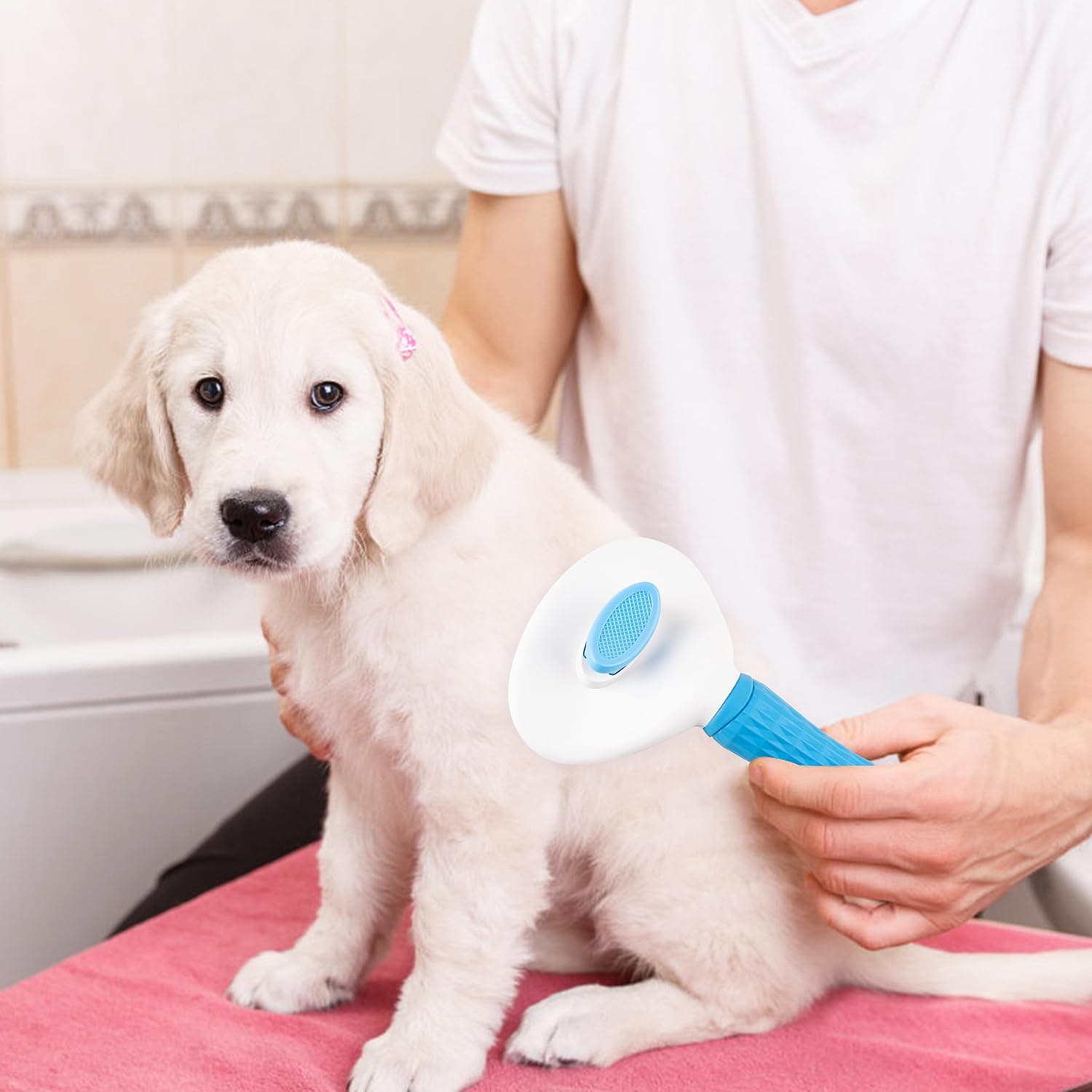 Depets Self Cleaning Slicker Brush, Dog Cat Bunny Pet Grooming Shedding Brush - Easy to Remove Loose Undercoat, Pet Massaging Tool Suitable for Pets with Long or Short Hair - image 8
