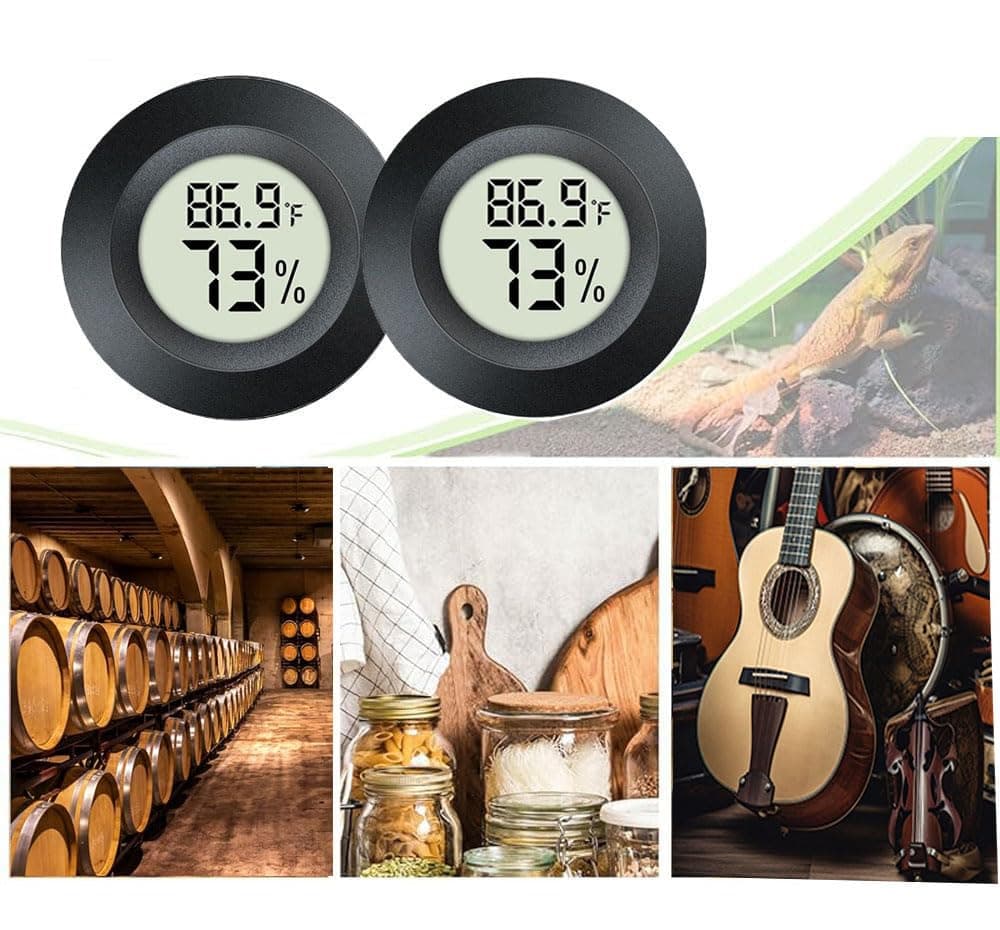 2 Pack Hygrometer Thermometer Digital Humidity Meter Indoor/Outdoor Humidity Monitor Reptile Thermo-Hygrometer for Greenhouse Humidors Terrarium Jars, Fahrenheit (℉) /Celsius(℃) (2) - image 7