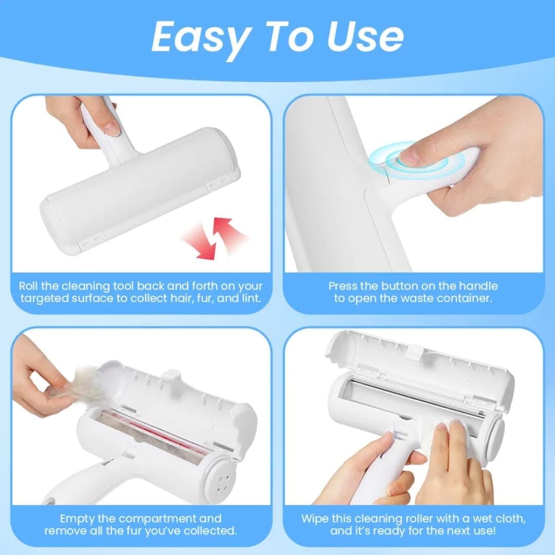 Pet Hair Remover – Reusable Lint Roller for Cat & Dog Hair on Furniture, Couch, Carpet, Car, Rugs & Bedding – Portable, Eco-Friendly, upgraded Handle (White) - image 6