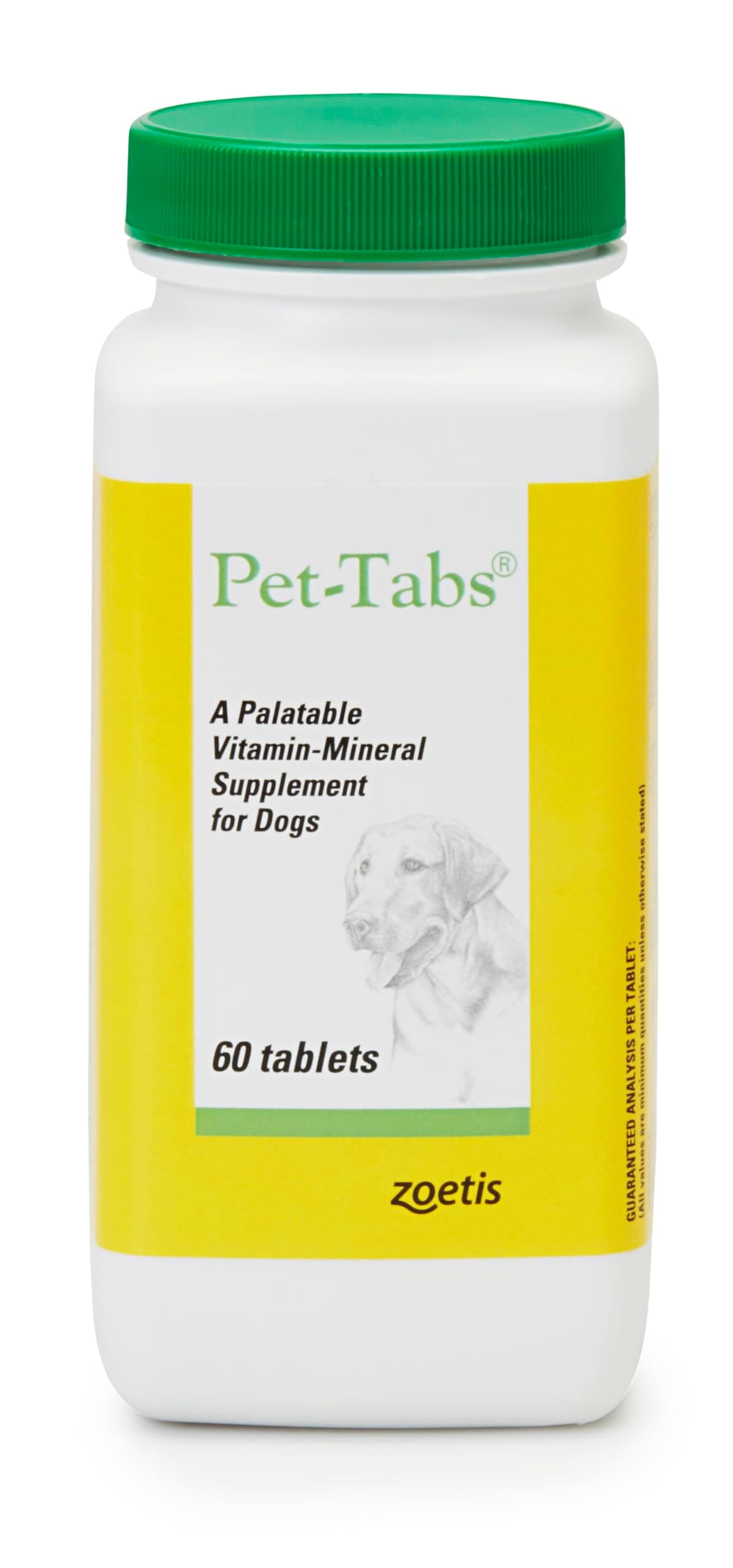 Pet-Tabs Multivitamin and Mineral Supplement for Dogs, Chewable Tablet, 60 Count Bottle