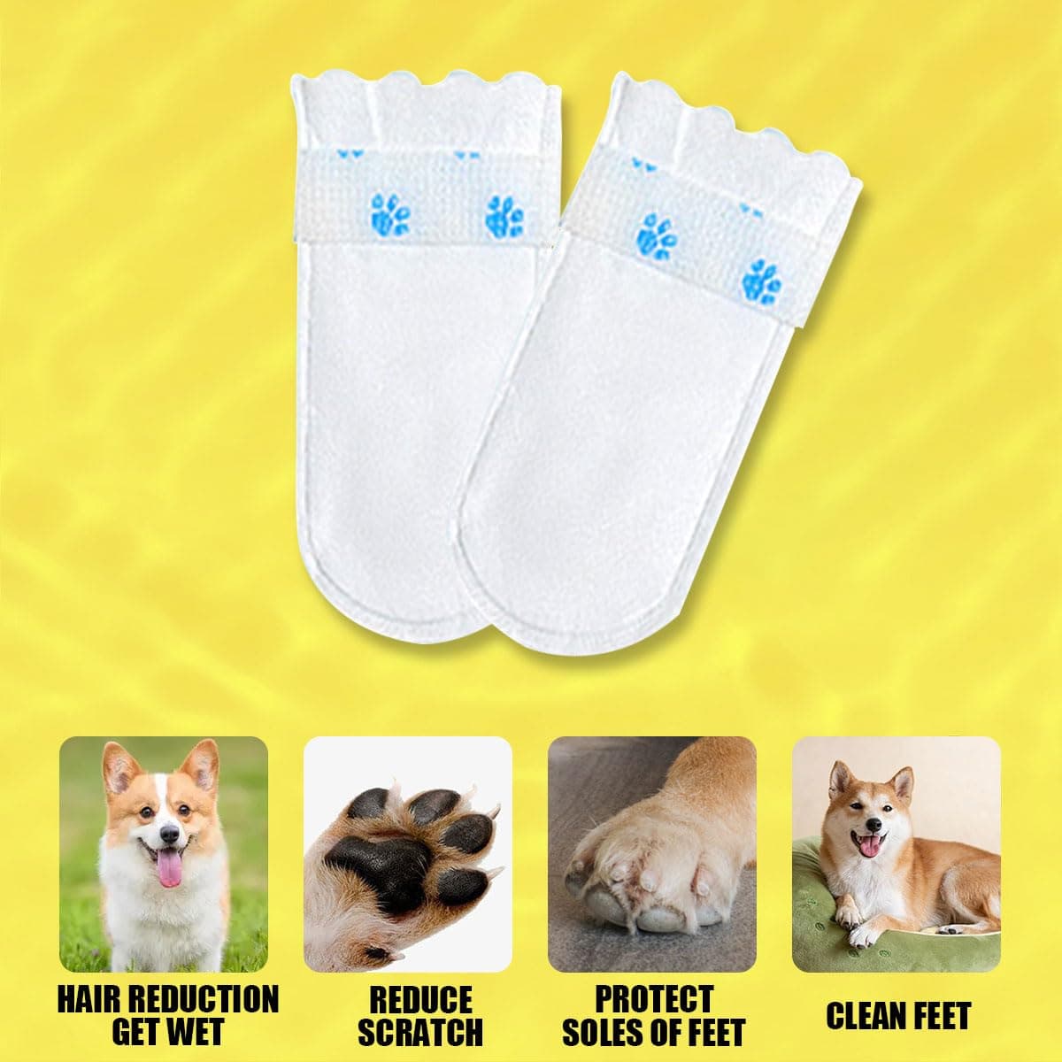 Disposable Dog Boots for Paw Protection, 20 Pcs Pet Shoes with Adjustable Self-Adhesive Bandage, Dog Disposable Foot Covers for Outdoor & Indoor Walking (White, Large) - image 4