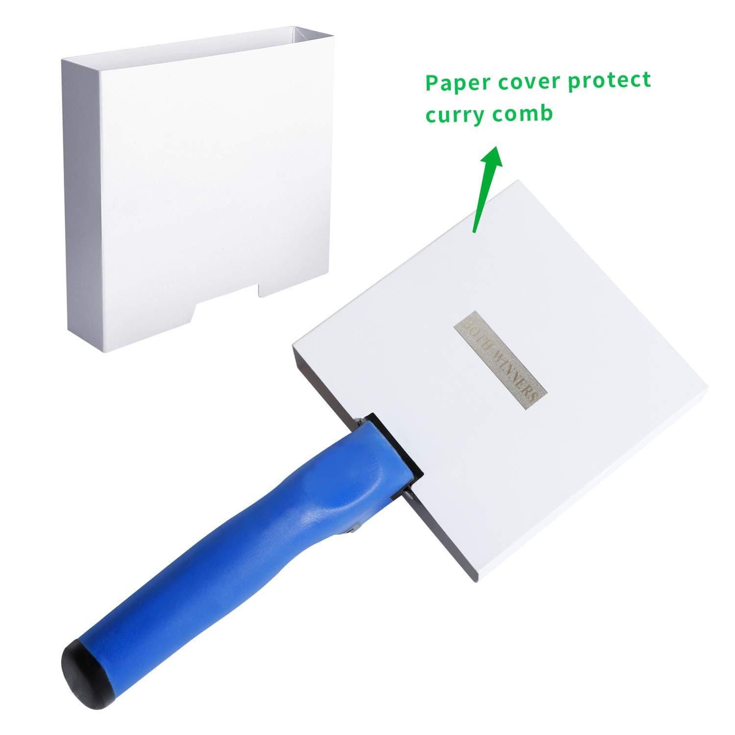 Reversible Stainless Steel Curry Comb with Soft Touch Grip (Blue) - image 5