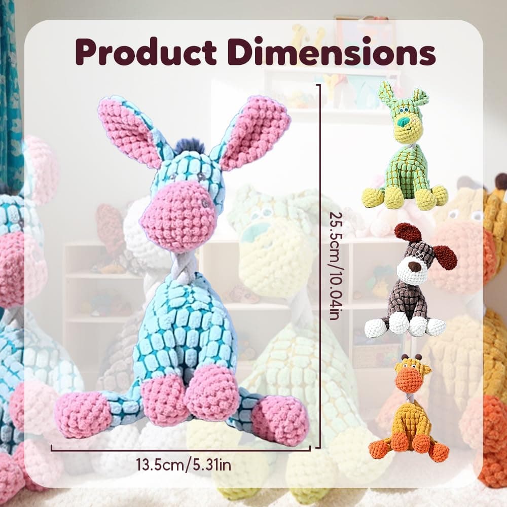 2026 New Dog Toys, Indestructible Plush Dog Toy for Aggressive Chewers, Interactive Squeaky Soft Puppy Chew Toy, Durable Teething Toys for Small Medium Large Dogs (Blue) - image 8