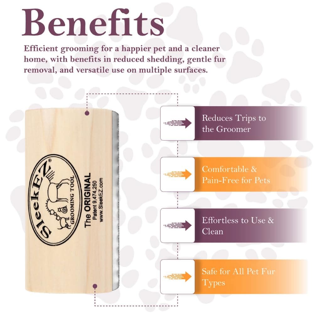 SleekEZ Dog Brush for Shedding & Dog Grooming Supplies | Pet Hair Removal Tool | Great For All Fur Types | For Short, Medium, & Long Hair Pets | Reduces Shedding by 95% | Made in USA | 5 inch - image 4