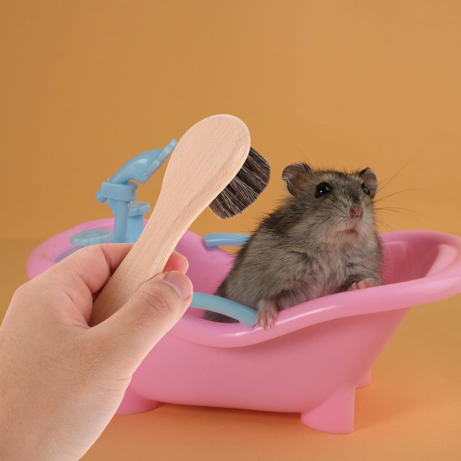 Gadpiparty Small Pet Bathing Brush and Hamster Massage Comb, Soft Bristle with Wooden Handle, 2pcs 4-inch Grooming Tool for Guinea Pigs, Rabbits, and Small Animals - image 8