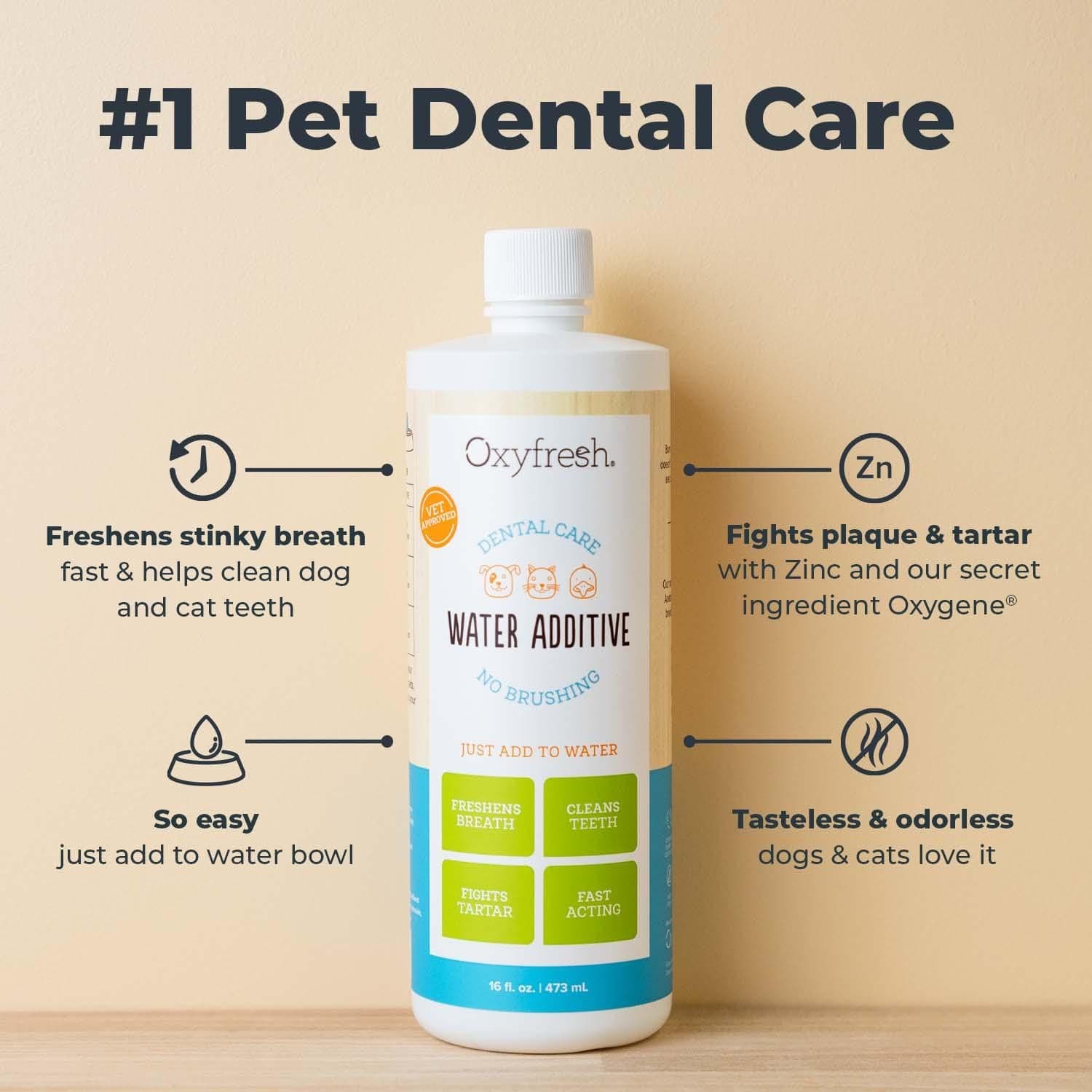 Oxyfresh Premium Pet Dental Care Solution Pet Water Additive: Best Way to Eliminate Bad Dog Breath and Cat Bad Breath - Fights Tartar & Plaque - So Easy, Just Add to Water! Vet Recommended 16 oz. - image 2