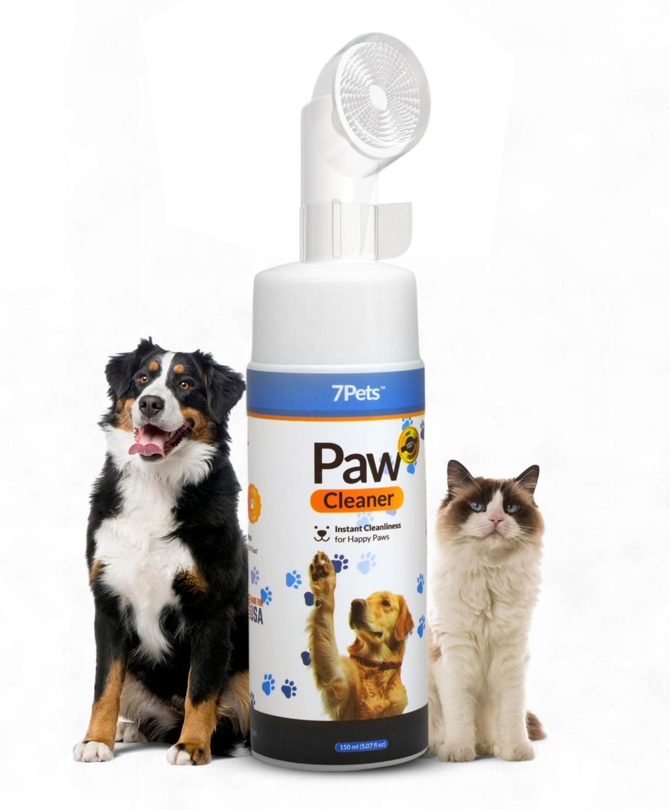 Paw Cleaner for Dogs & Cats | Gentle Dog Paw Washer | No Rinse Foaming | Unscented | Pet Foot Cleaner with Built-in Silicone Brush for Muddy Paws | Puppy & Kitten Paw Wash | 5 fl oz