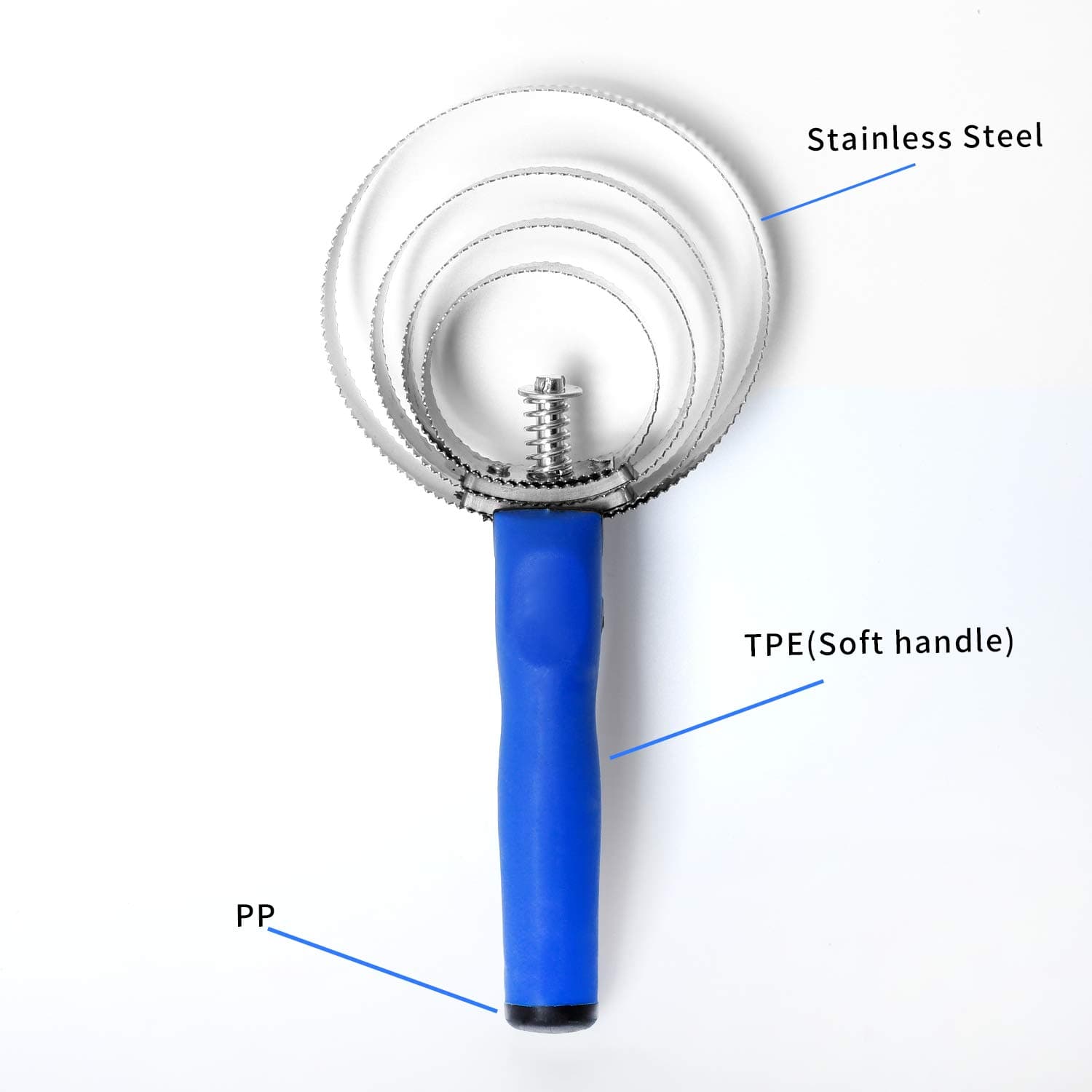 Reversible Stainless Steel Curry Comb with Soft Touch Grip (Blue) - image 4