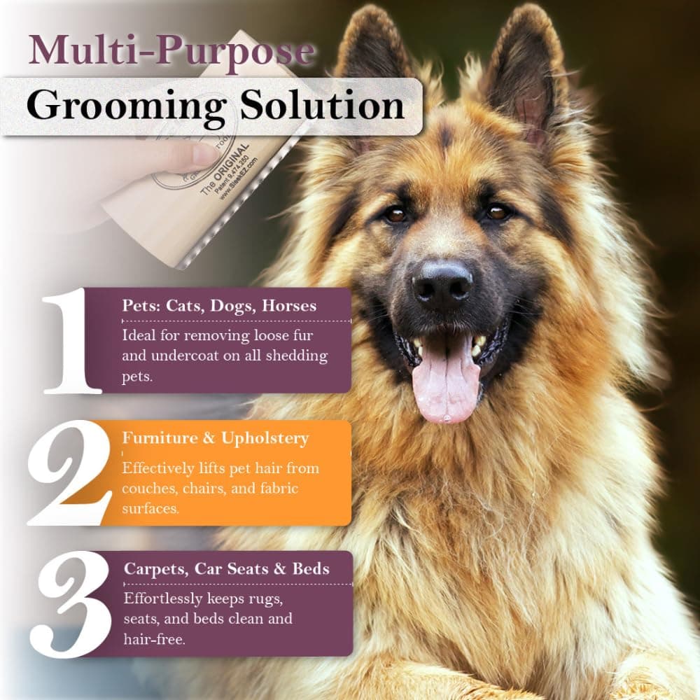 SleekEZ Dog Brush for Shedding & Dog Grooming Supplies | Pet Hair Removal Tool | Great For All Fur Types | For Short, Medium, & Long Hair Pets | Reduces Shedding by 95% | Made in USA | 5 inch - image 7