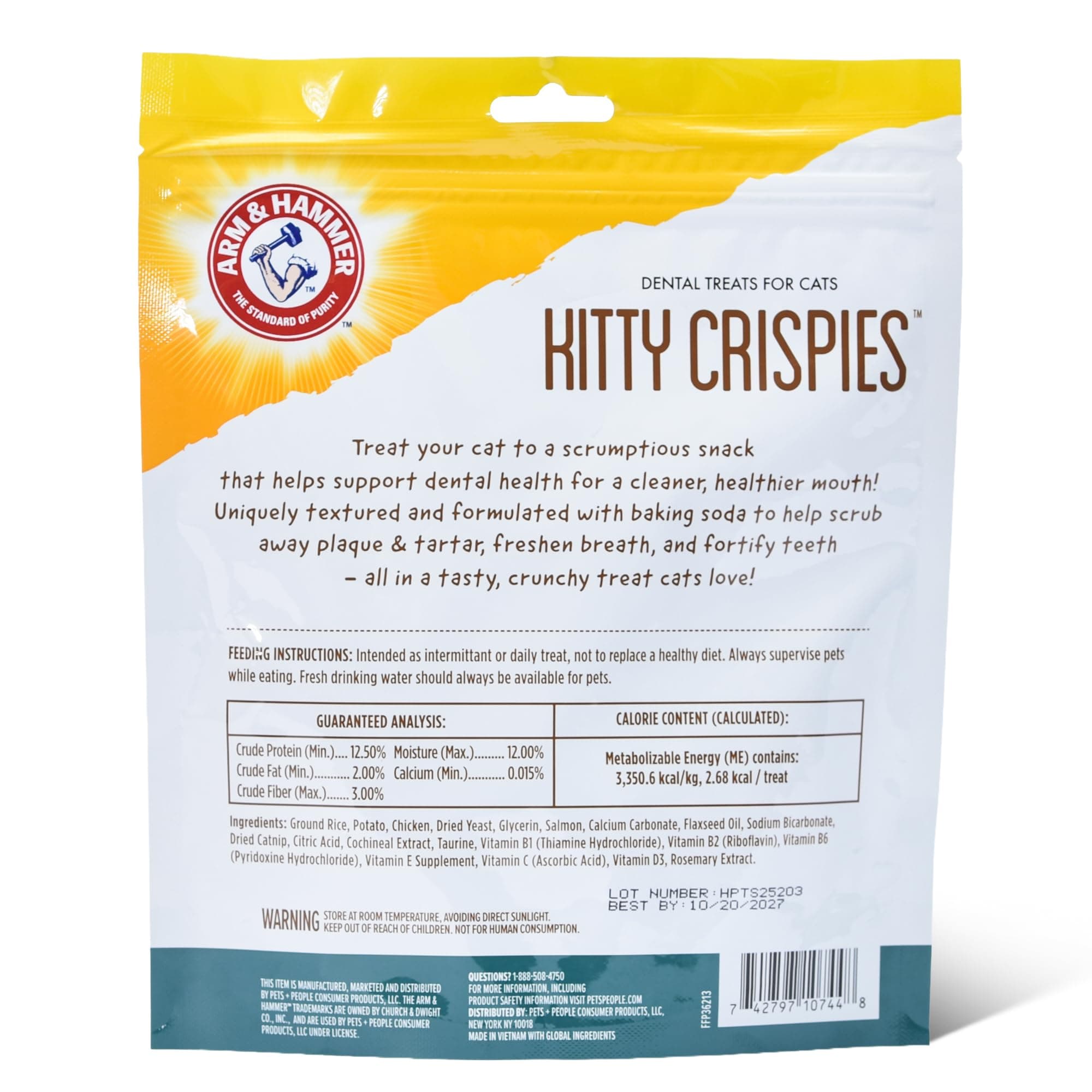 Arm & Hammer for Pets Kitty Crispies Dental Treats for Cats with Baking Soda and Calcium, Helps Fight Bad Breath, Plaque & Tartar without Brushing, Salmon Flavor Cat Treats, Small Size, 10 oz - image 4
