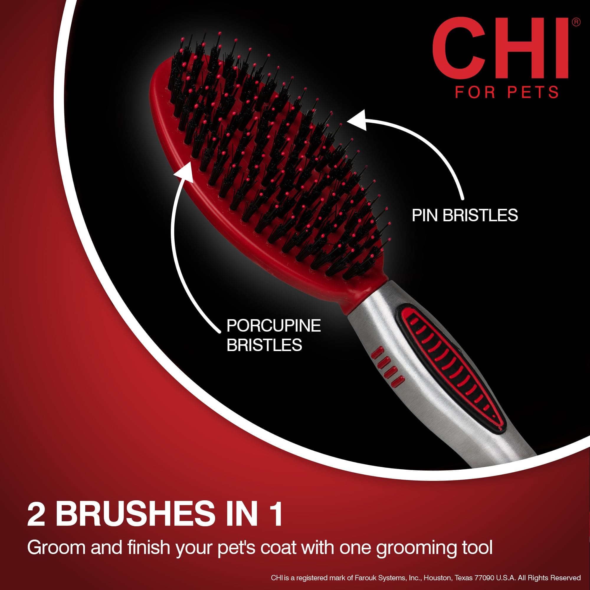 CHI Dog Brush for, Porcupine Brush for Dogs - Grooming Tools for Dogs & Puppies, Removes Mats and Tangles, Ionic Technology, Ergonomic Soft Grip Handle, Suitable for All Hair Types - image 3