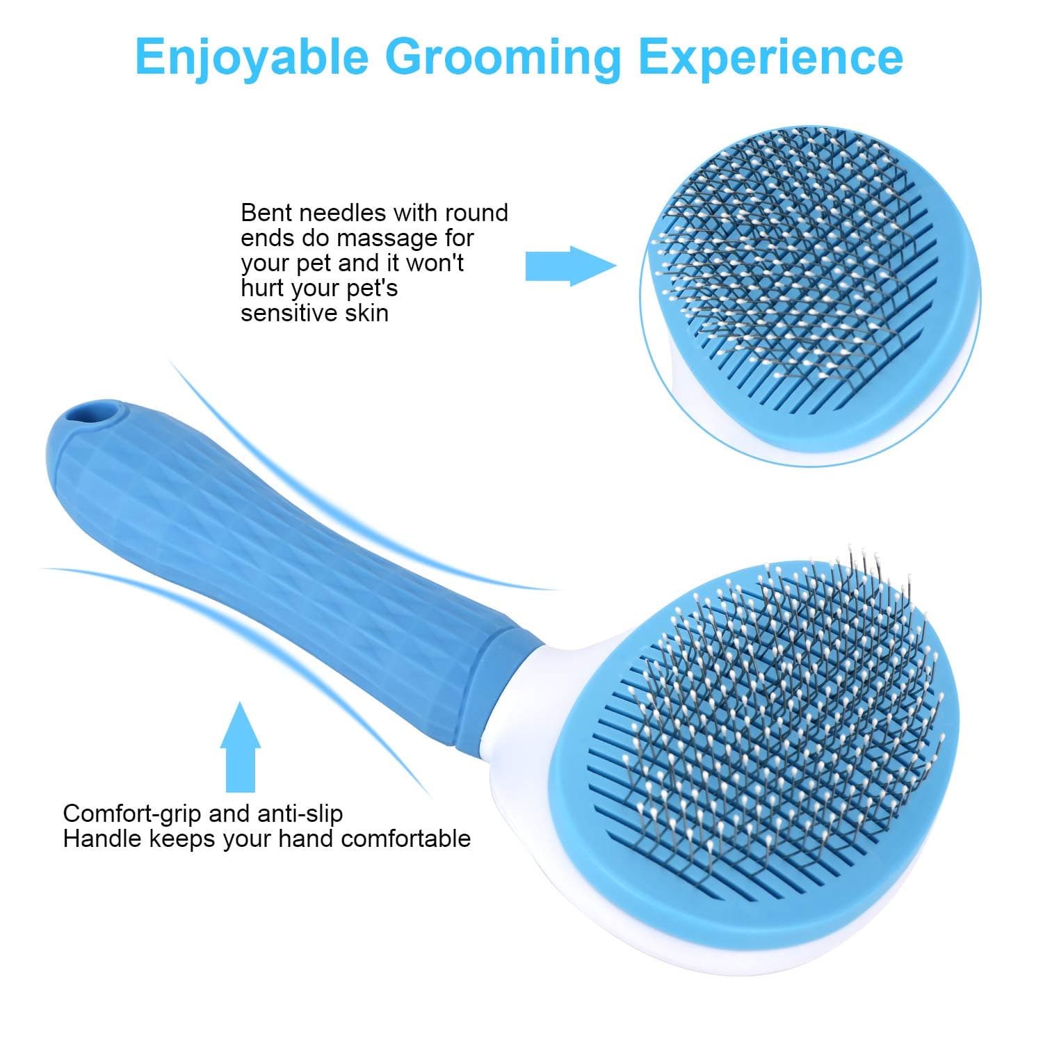 Depets Self Cleaning Slicker Brush, Dog Cat Bunny Pet Grooming Shedding Brush - Easy to Remove Loose Undercoat, Pet Massaging Tool Suitable for Pets with Long or Short Hair - image 2