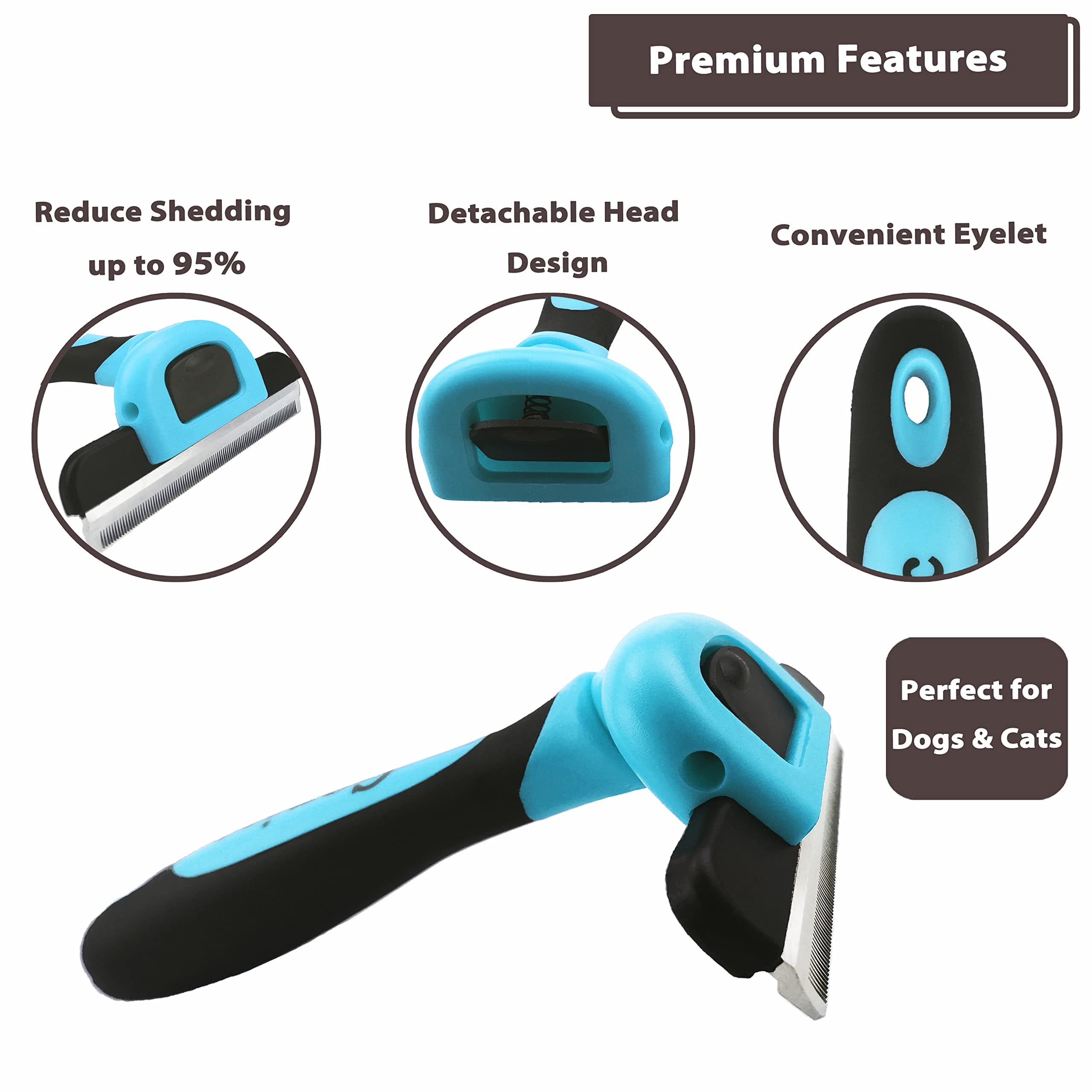 Gonicc PDT- 1001 Professional Pet De Shedding comb Tool Blue - image 3