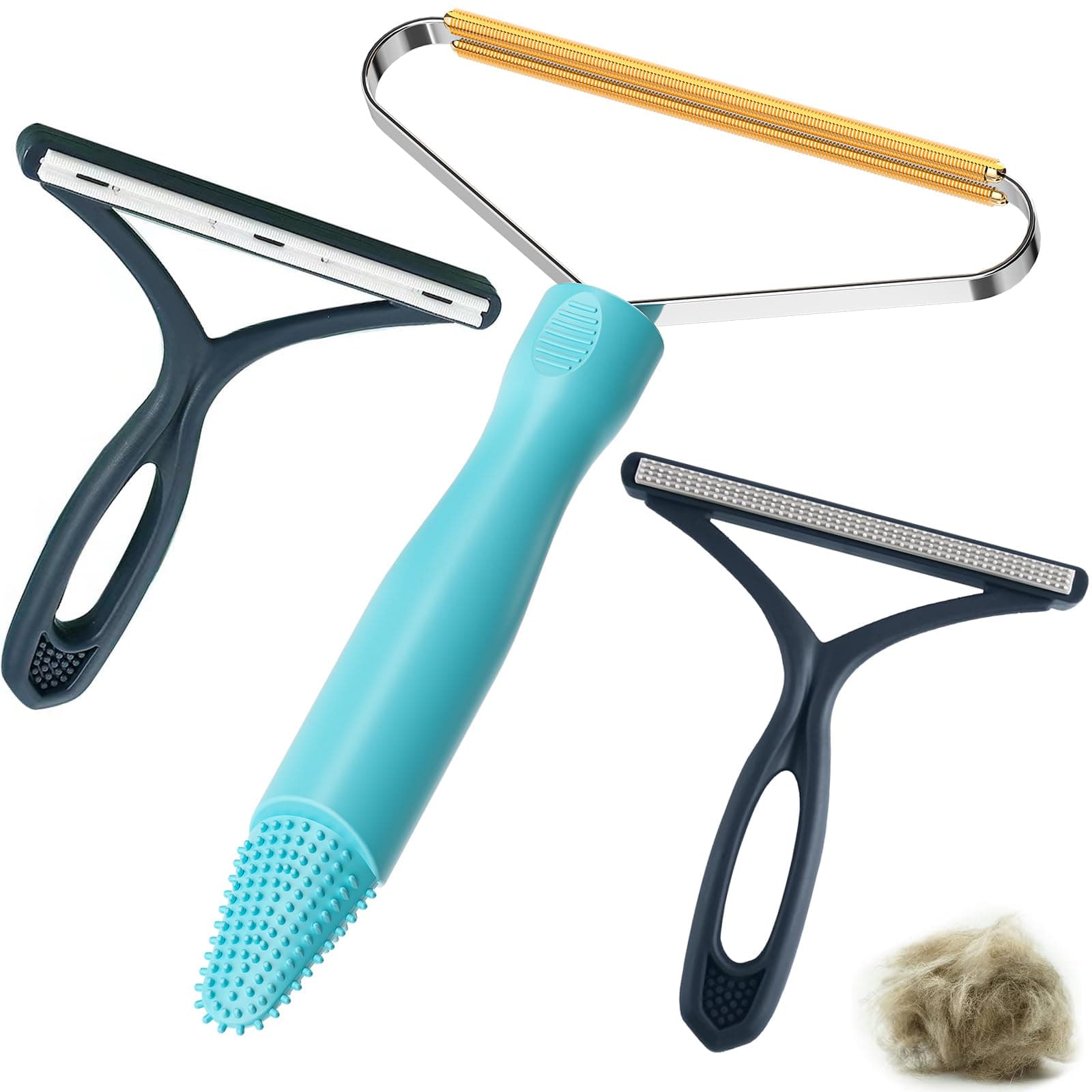 3-Pack Pet Hair Removal Tool,Dog Cat Hair Remover,Lint Shaver Cleaner Pro,Fur Removal Tool,Portable Carpet Scraper,Carpet Rake,Pet Hair Brush for Carpet,Clothes,Car Mats,Couch,Pet Bed,Furniture