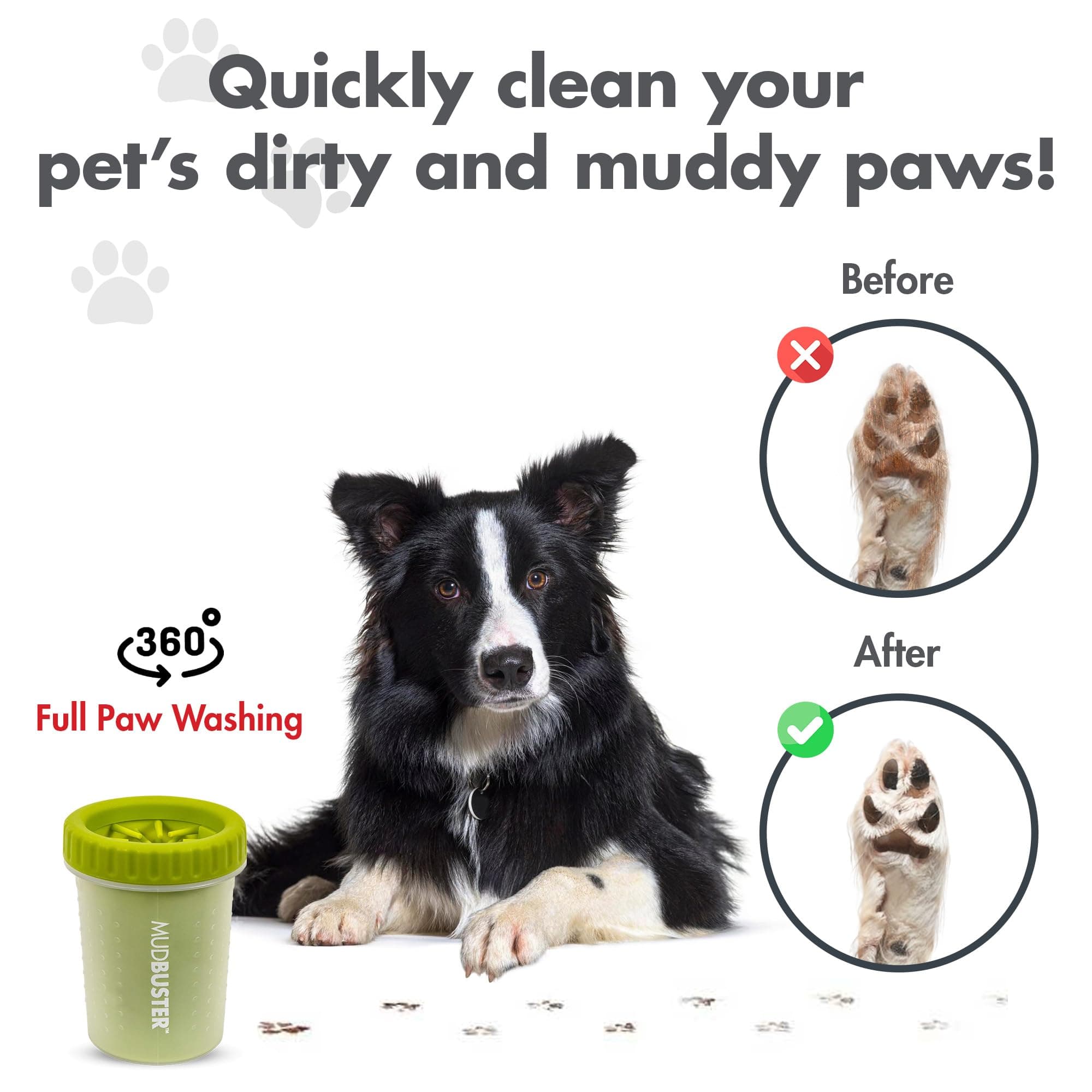 Dexas MudBuster Portable Dog Paw Cleaner, Green Large Paw Cleaning Solution for Premium Pet Supplies - image 4