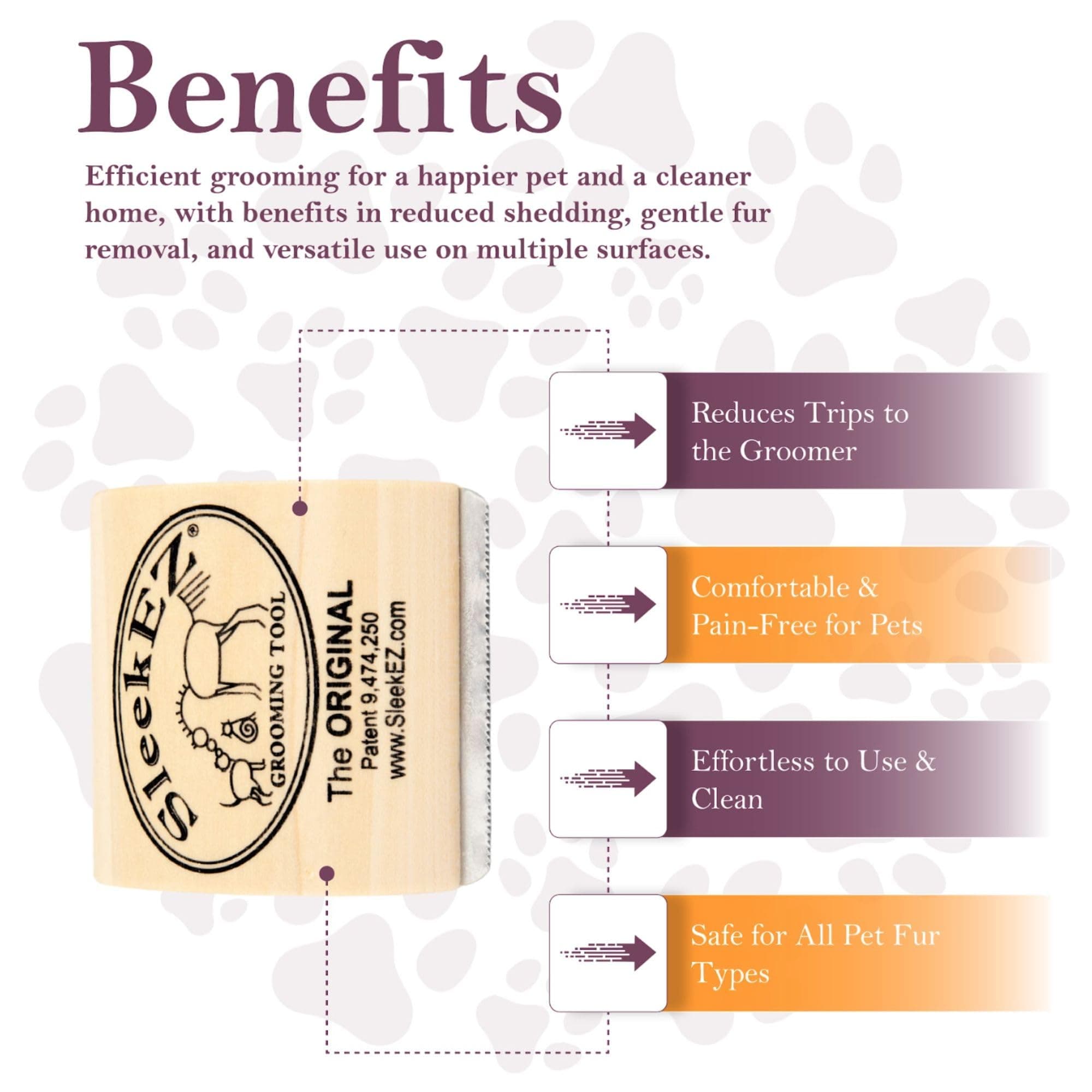 SleekEZ Cat Brush for Shedding & Cat Brushes for Indoor Cats | Pet Brush for Cats | Grooming Tool | Works for Short & Long Haired Pets | Great for All Fur Types | Made in USA | 2.5 inch - image 3