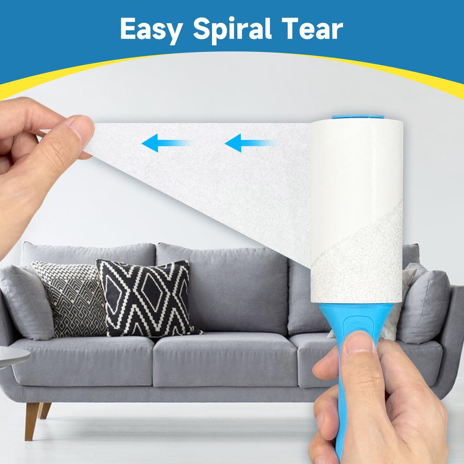 Swihauk 600 Sheets Extra Sticky Lint Rollers for Pet Hair, Easy Spiral Tear Lint Roller for Clothes with Ergonomic Handle, Multipurpose Lint Remover for Furniture, Carpet, Car Seat - image 4