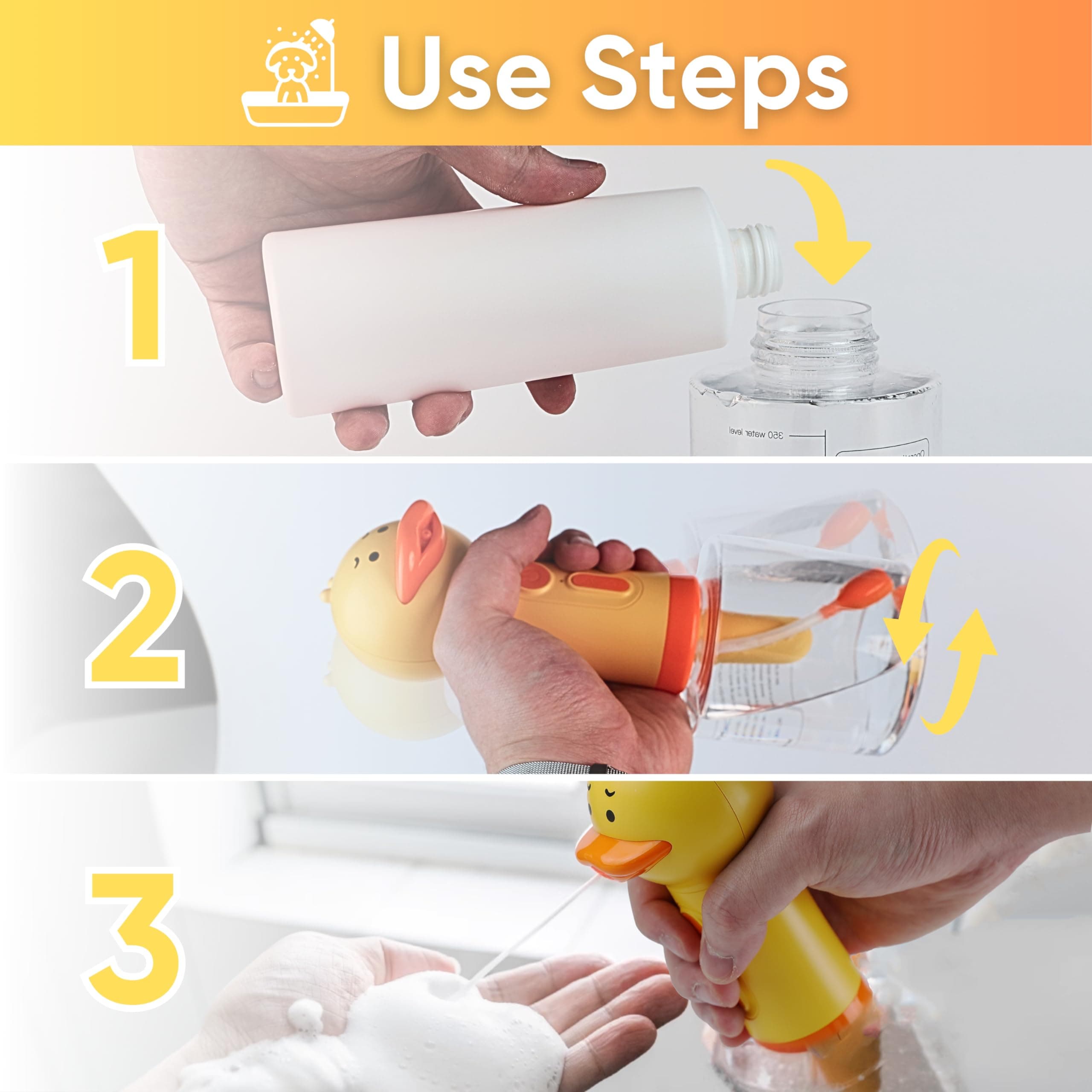 Electric Dog Shampoo Dispenser Dog Shampoo Sprayer Duck Shampoo Foamer for Pet, Foaming Soap Dispenser for Bathtub, Kitchen Sink Cleaning - image 6