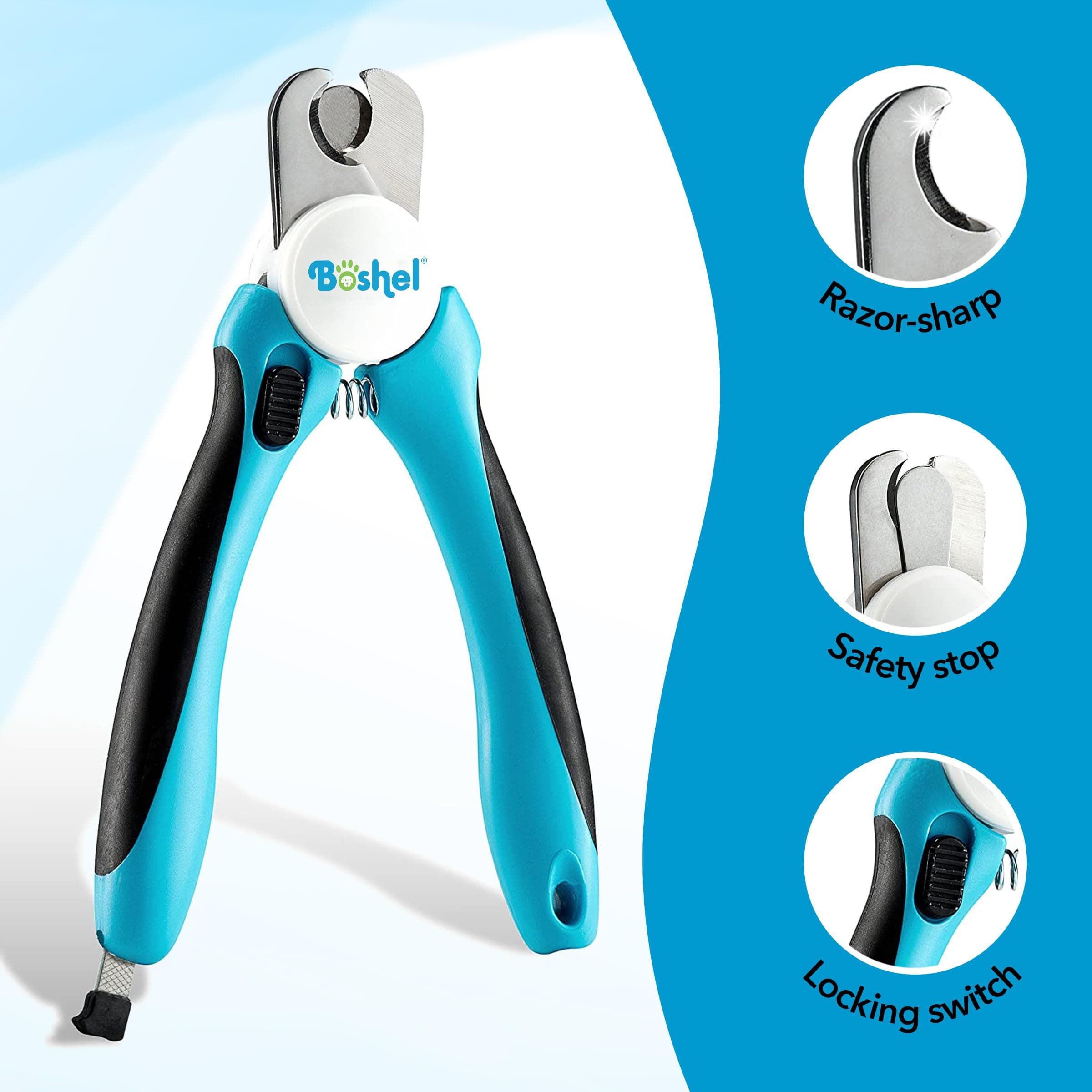 Boshel Large Dog Nail Clippers with Safety Guard to Avoid Over-Cutting Nails and Free Nail File, Razor Sharp Blades, Professional at Home Grooming - image 3