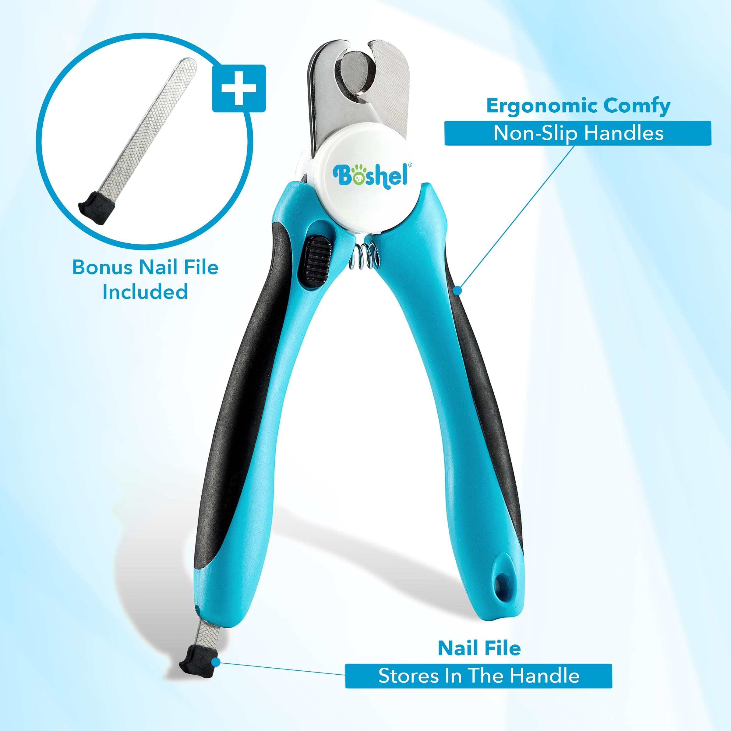 Boshel Large Dog Nail Clippers with Safety Guard to Avoid Over-Cutting Nails and Free Nail File, Razor Sharp Blades, Professional at Home Grooming - image 5