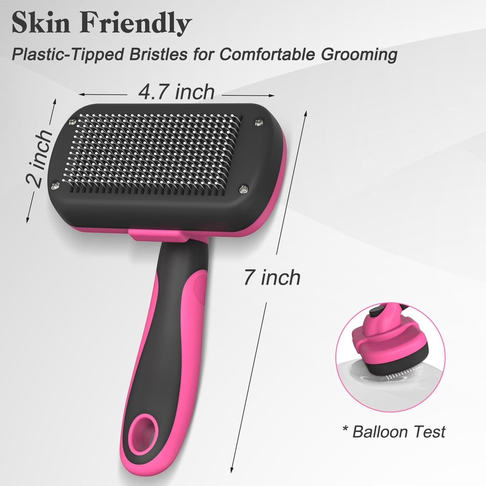 Swihauk Self Cleaning Slicker Brush for Dogs & Cats - Skin Friendly Grooming, Deshedding, Hair Removal for Puppies & Long/Short Haired Pets, Pet Supplies Accessory, Pink - image 4
