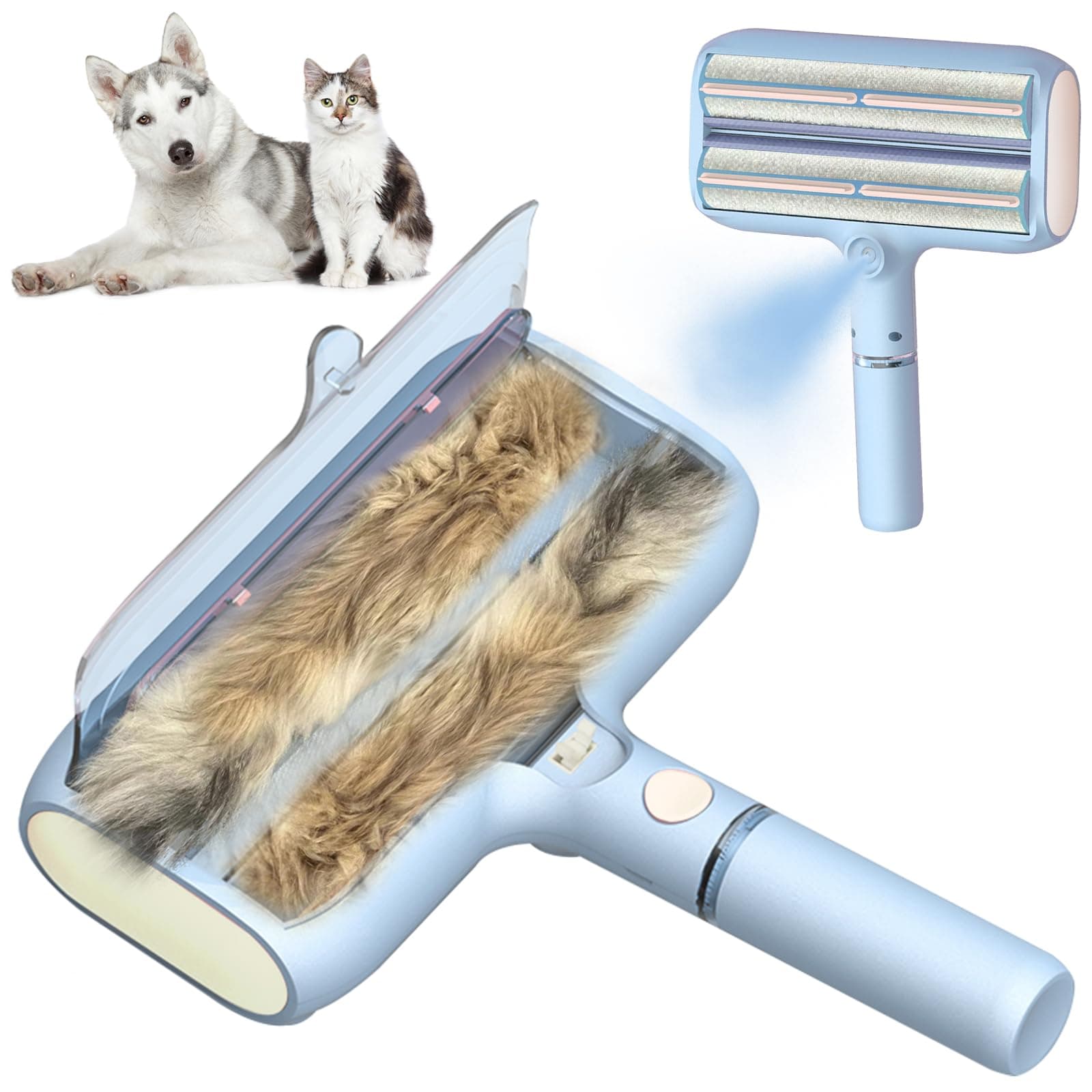 Pet Hair Removal Tool: New Upgraded Pet Hair Remover with Fur Bin-Reusable Lint Roller for Pet Hair-Cat and Dog Hair Remover for Couch, Furniture, Carpet, Clothes, Car Seat - Essential for Pet Owners