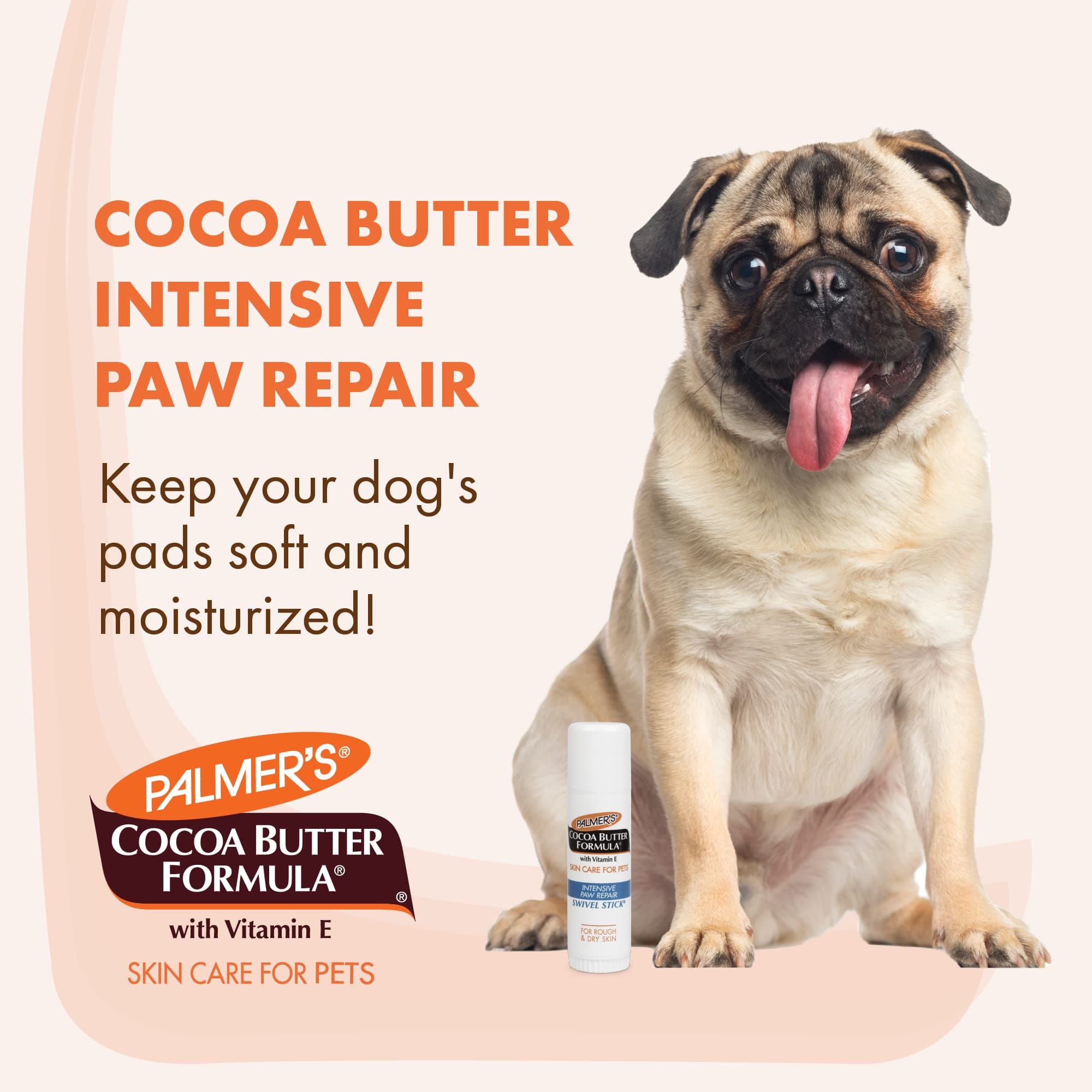 Palmer's Cocoa Butter Fragrance Free Intensive Paw Repair Swivel Stick for Dogs Cocoa Butter Paw Balm with Vitamin E, Peppermint Oil, and Shea Butter for Rough & Dry Pads for Dogs -0.5 oz - image 3