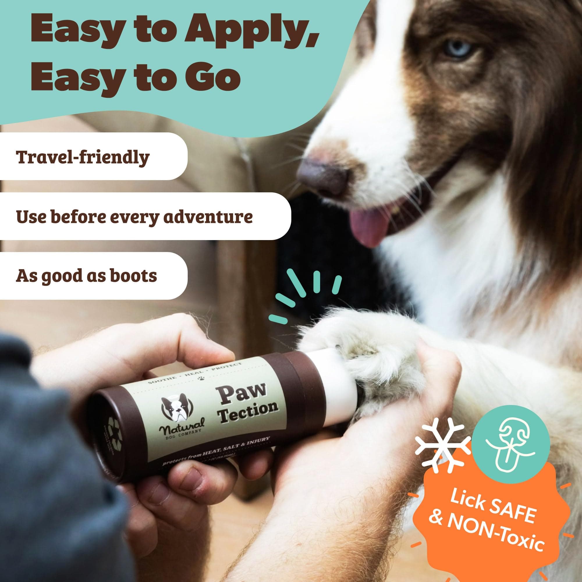 Natural Dog Company PawTection Balm for Dogs – Winter Paw Protection from Snow, Ice & Salt, Wax-Based Paw Barrier Balm, All Breeds for Cold Weather Walks & Outdoor Adventures, Lick-Safe, 2 oz Stick - image 5
