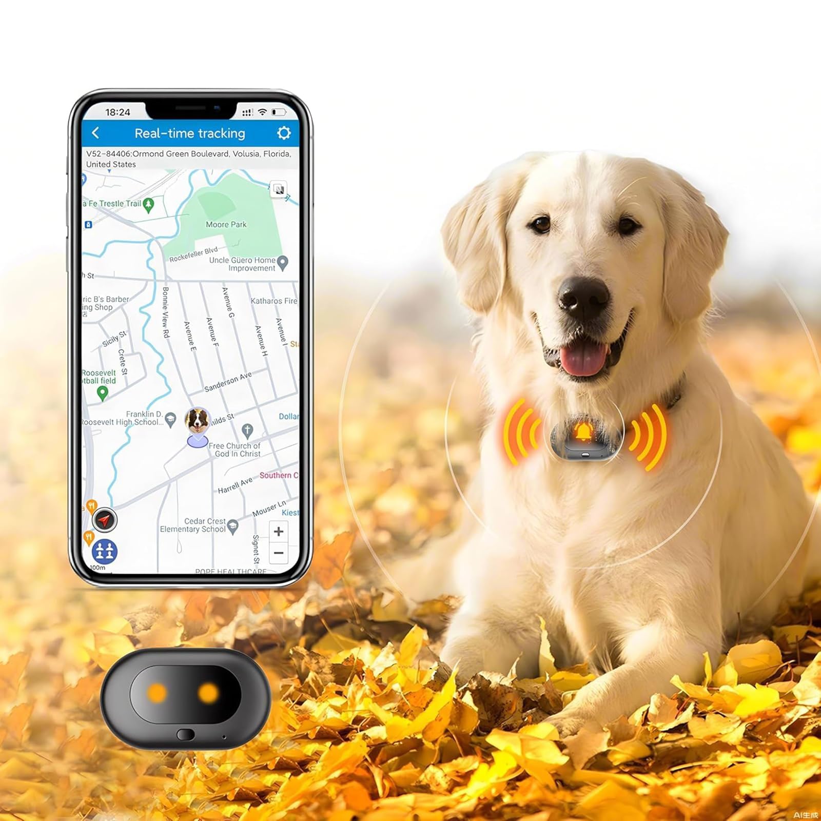 GPS 4G Tracker & Health Monitoring for Dog with LED Light Up,Sounding, Waterproof GPS Location & Smart Pet Activity Tracker, Unlimited Range use for Dogs Collar. (Large)