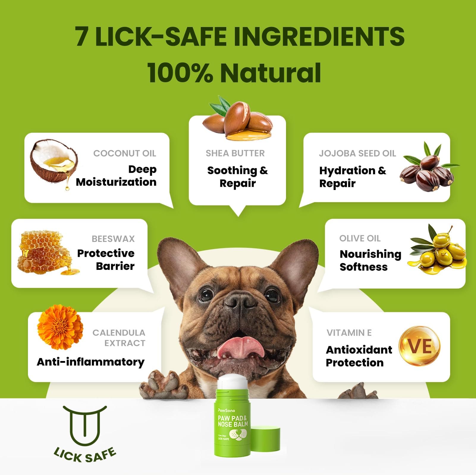 Lick-Safe Dog Paw & Nose Balm with Coconut Oil | Winter Snow, Road Salt & Cold Pavement Protector | All-Natural Moisturizer & Soother for Dry, Cracked Pads & Snout | Horse Hoof, Joint Care - image 3