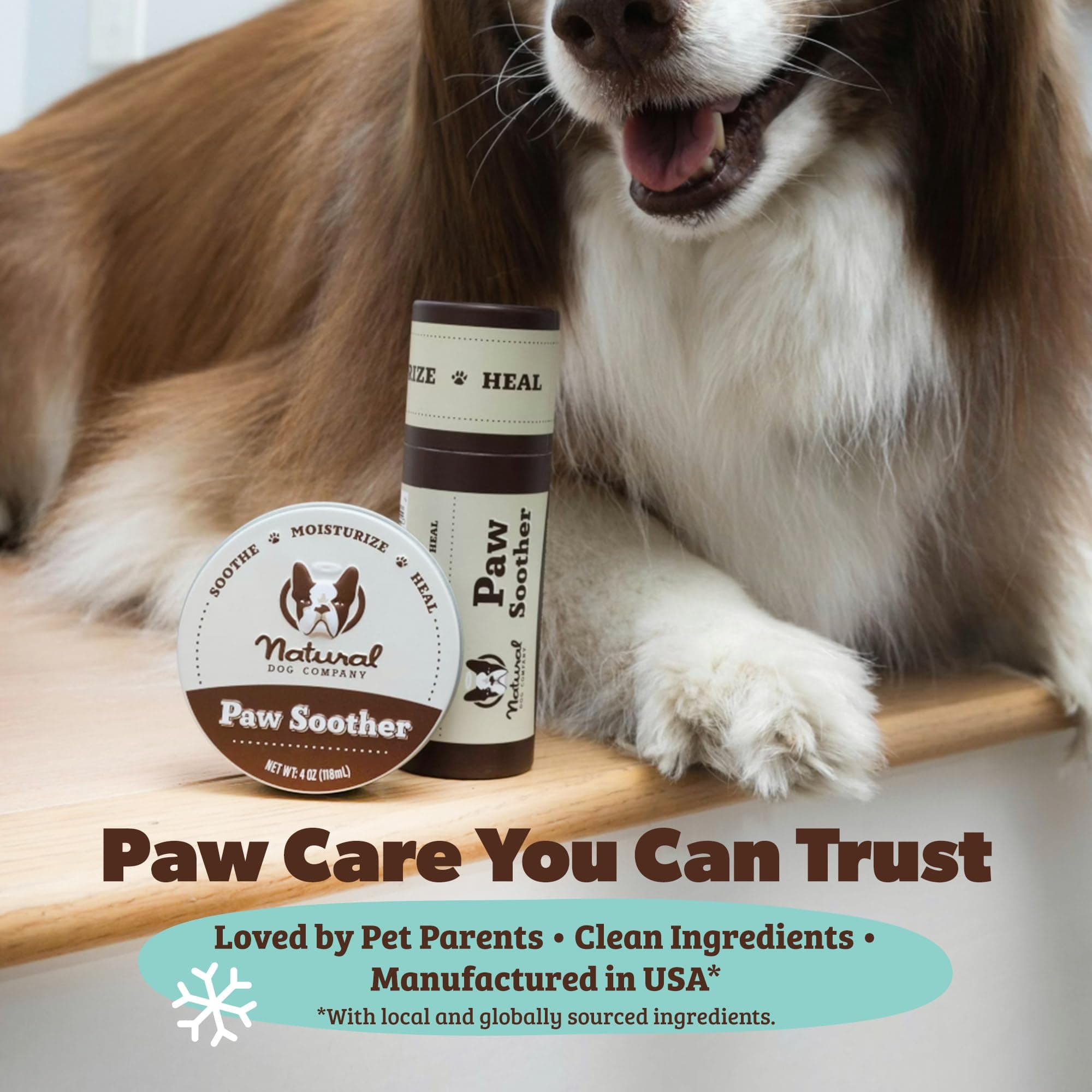 Natural Dog Company Paw Soother Balm & Wax - Dog Paw Balm & Moisturizer for Dry, Cracked Paw Pads, Helps Moisturize & Condition Winter-Worn Paws, Coconut Oil & Calendula, Daily Paw Care, 1 oz Tin - image 3